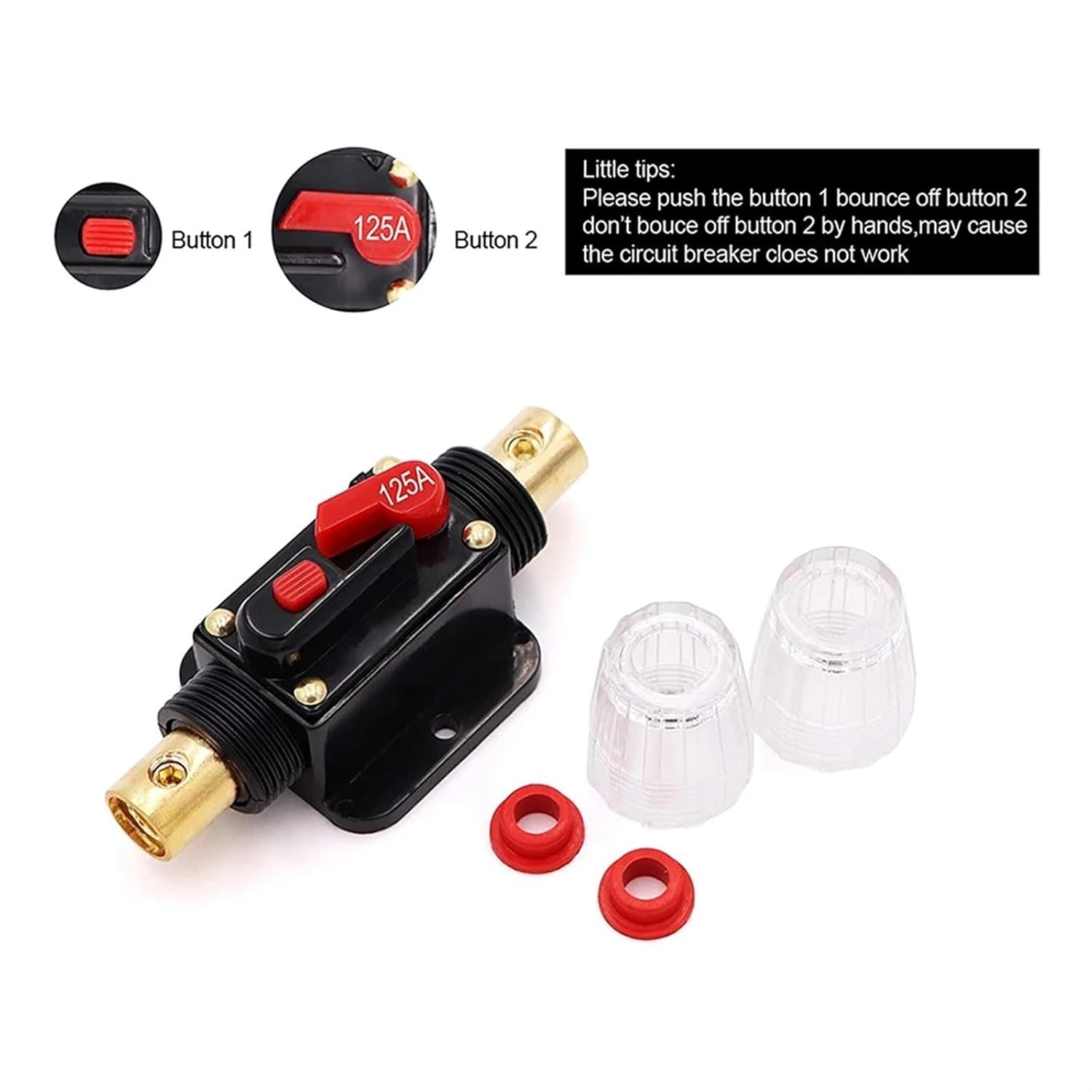 20/30/40/50/60/80/100/125/150A 12V Car Audio Modification Stereo Amplifier Circuit Breaker Automatic Reset Fuse Holder Switch(50A)