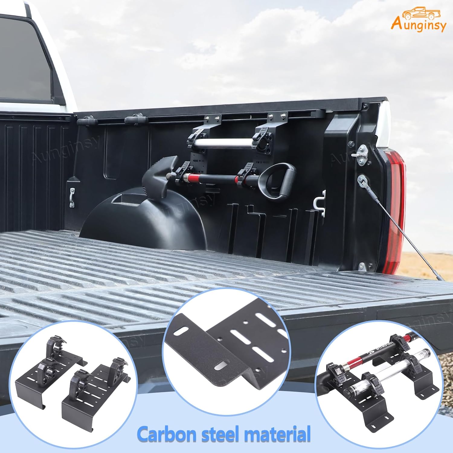 Aunginsy Bed Rail Mount Brackets Compatible with Toyota Tundra 2022-2025 Pickup Truck Bed Rail Track System Bed Rail Modular Accessory Mount for Shovels, Recovery Boards, Fuel Cans & Other Accessories