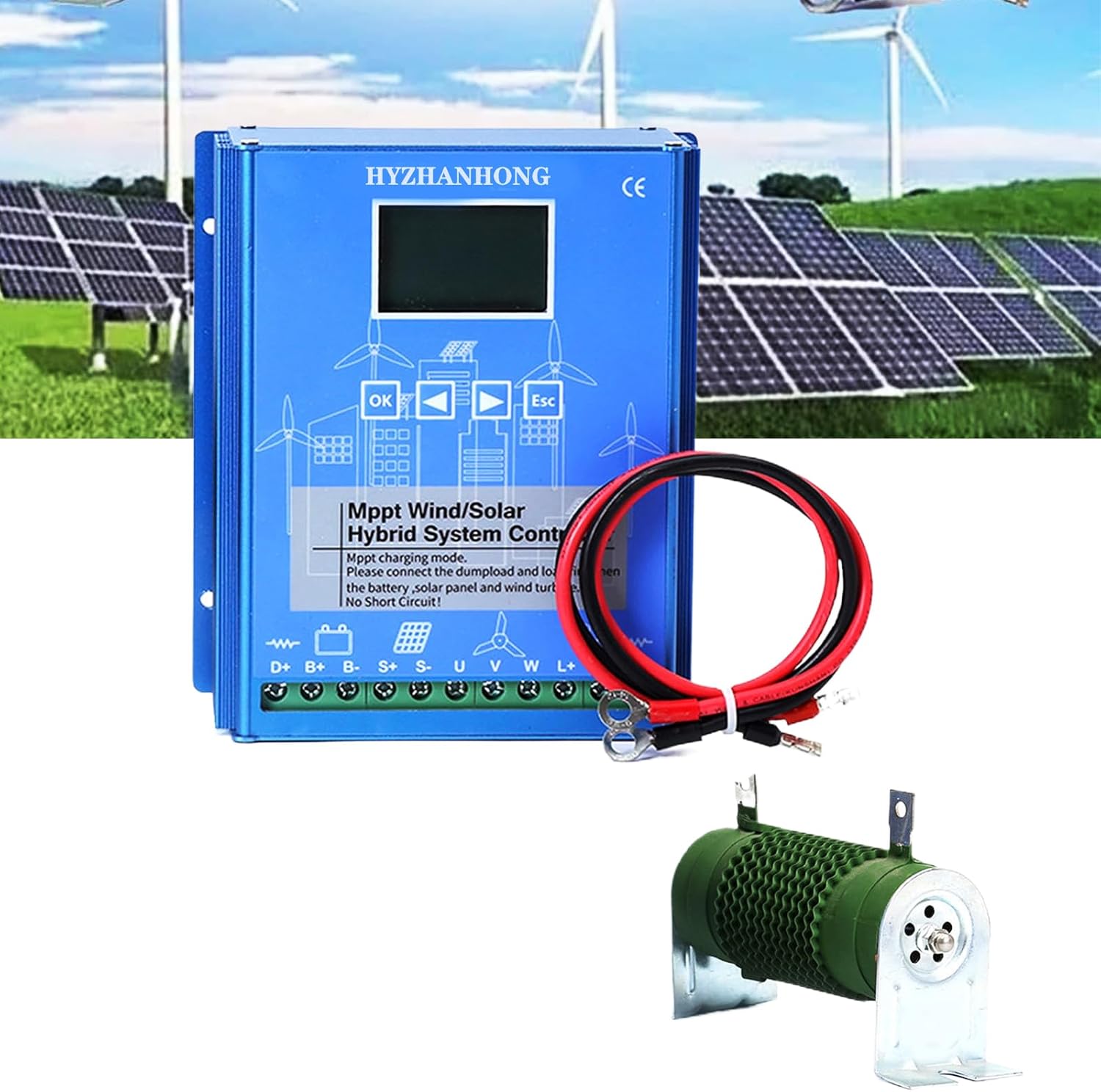 16000W Wind Solar Hybrid Charge Controller 12V/24V MPPT Boost Charge Regulator with LCD Display and Free Dump Load Accurate,12v