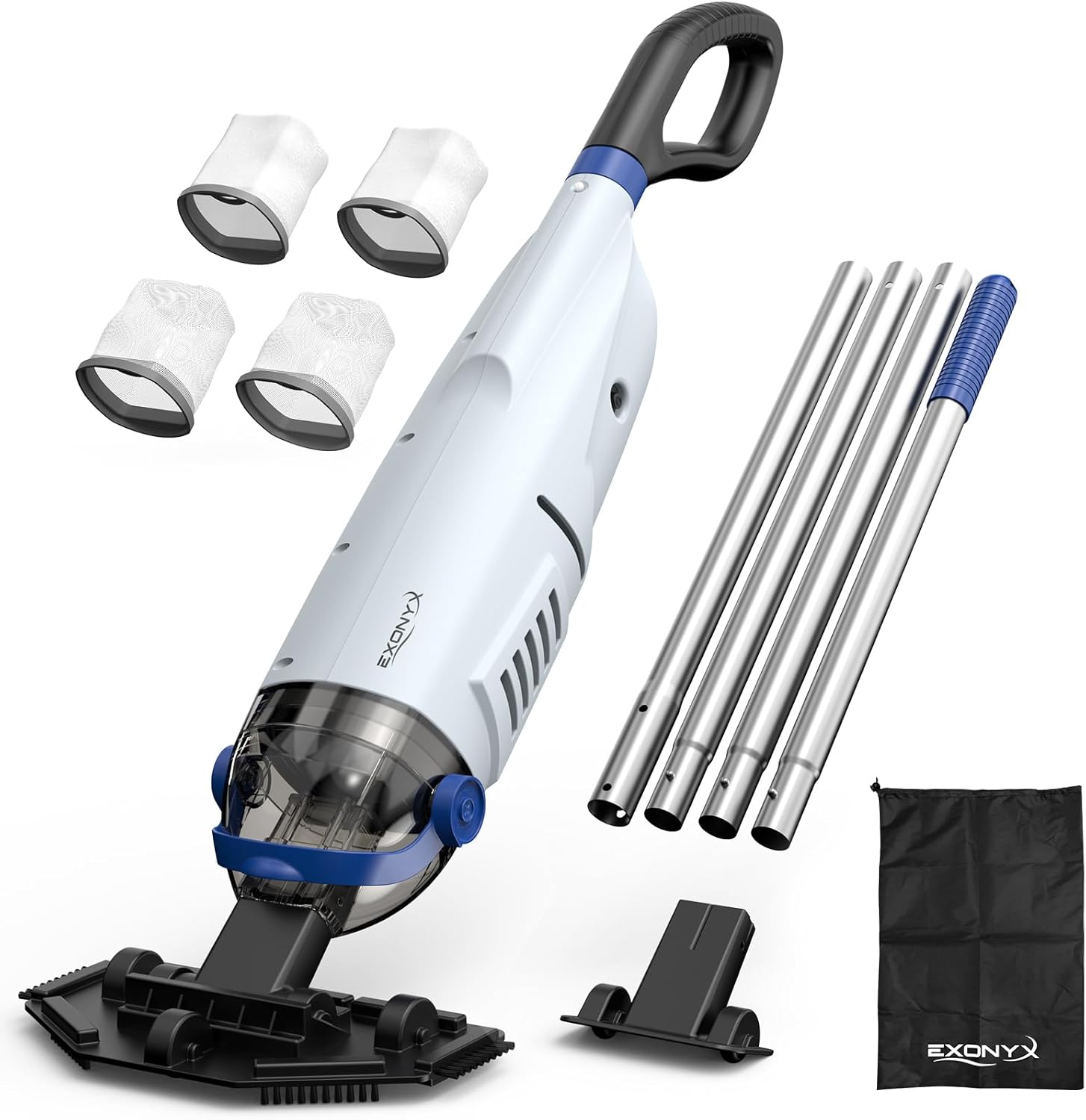 Pool Vacuum for Above Ground Pools,18.5 GPM Suction,1 H Runtime,Cordless Handheld Rechargeable Pool Cleaner with Storage Bag,IPX8,Ideal for Inground Pools,Spas,Hot Tub,Cleaning Sand,Debris