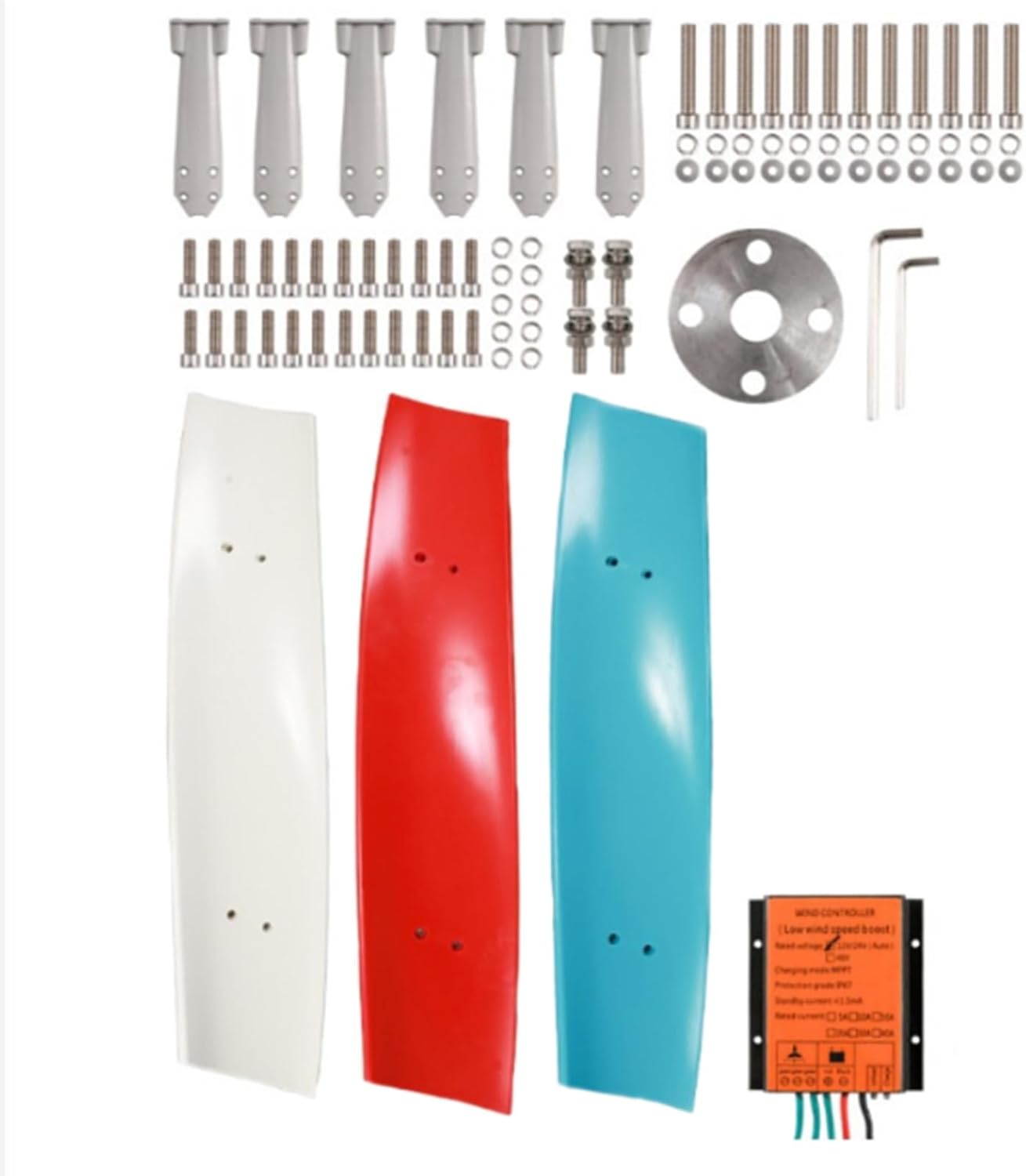 Wind Turbine Generator Kit, 2500W DC 12V 24V 48V 3 Blade Vertical Wind Power Turbine Generator Kit with Charge Controller Suitable for Patio Outdoor