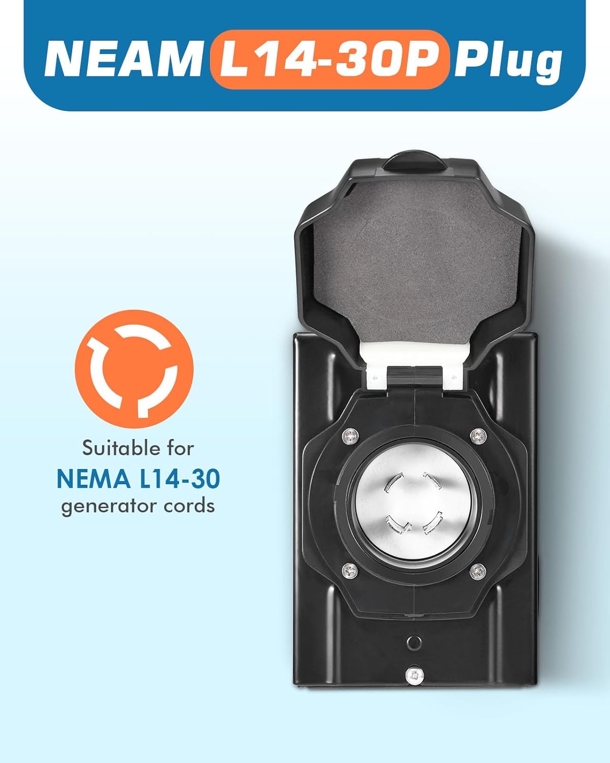 30 Amp Generator Power Inlet Box, NEMA L14-30P Power Inlet Box with 4 Power Inlet, 125/250 Volt, Up to 7500 Watts, Weatherproof Generator Inlet Box with Light Indicator,