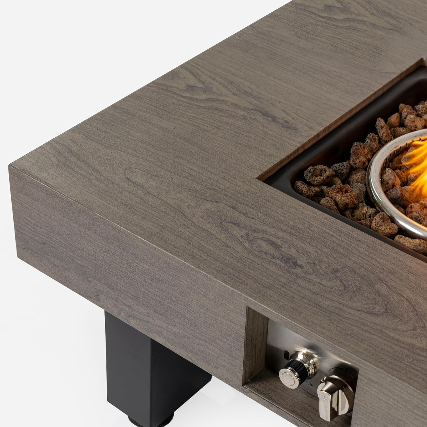 Propane Fire Pit Table, Outdoor Gas Firepit, Smoke-Free Rectangular Fire Table for Garden Patio Porch Backyard, Large Fire Pit Table (Grey, 54-inch)