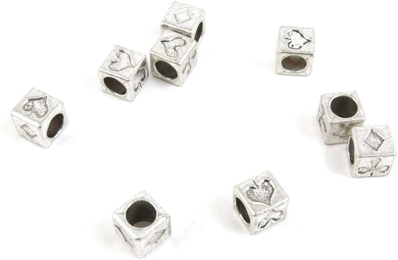 810 Pieces Antique Silver Tone Jewelry Making Charms Findings Fashion Wholesale Supplies Pendant Lots Bulk Supply W6KX8X Poker Suit Loose Beads