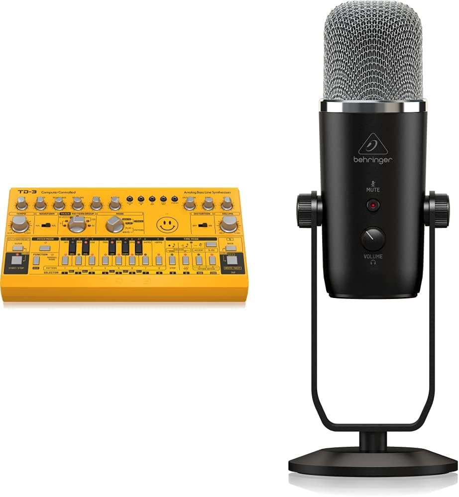 Behringer TD-3-AM Analog Bass Line Synthesizer with Behringer BIGFOOT All-In-One USB Studio Condenser Microphone
