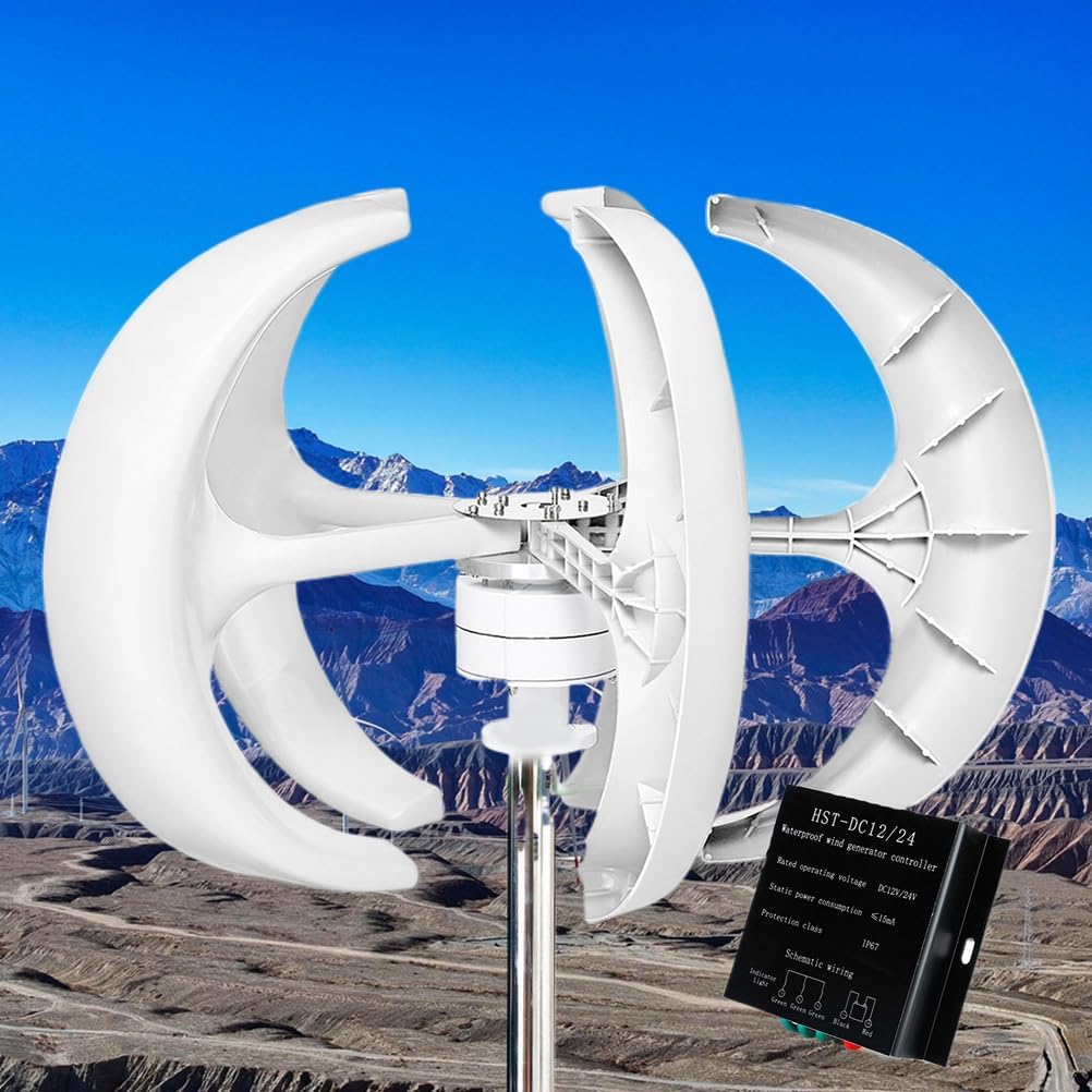 6000W 5 Blades Vertical Wind Turbine W/Controller,12V 24V 48V for Home Use Low Wind Speed Start No Noise Small Wind Turbine Generator,48v