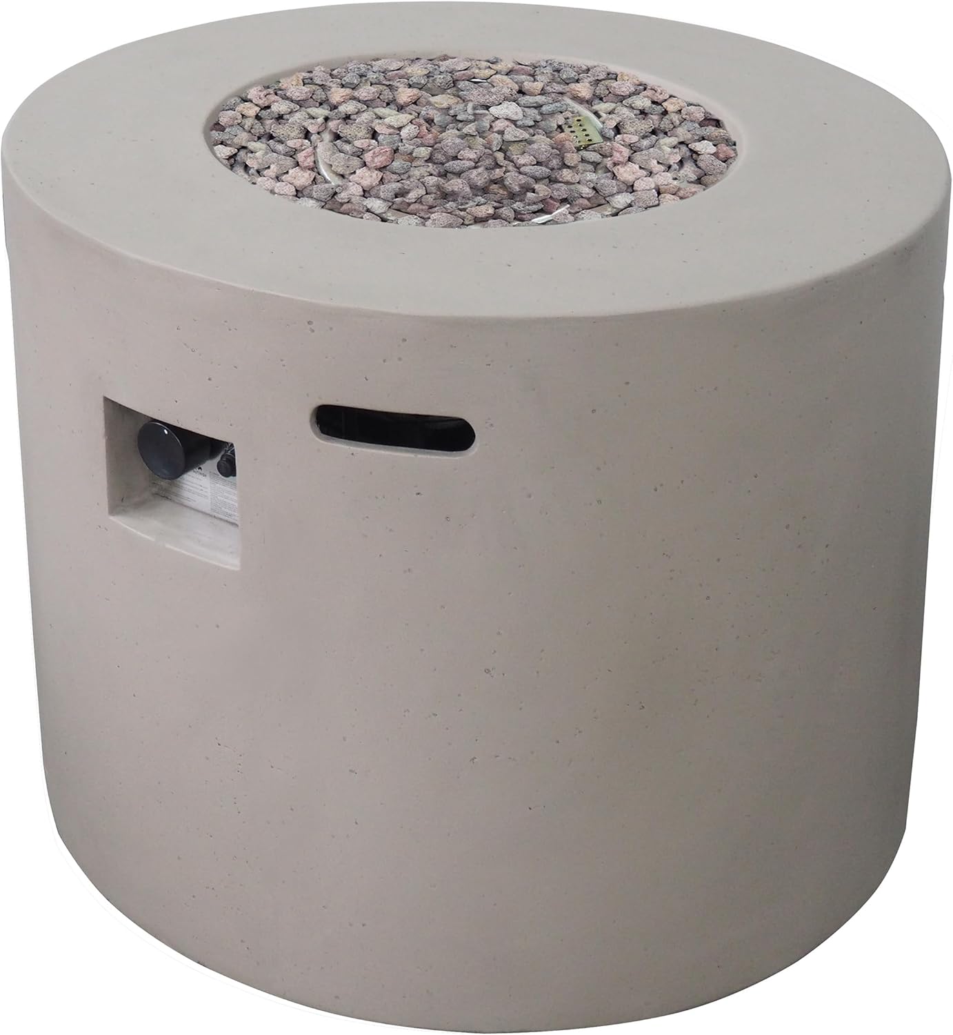 31 Inches Round Light Grey Fire Pit 40,000 Btu Outdoor Propane Fire Pit with Lava Rocks, Patio, Backyard, and Deck Durable Stylish (1 Doors)