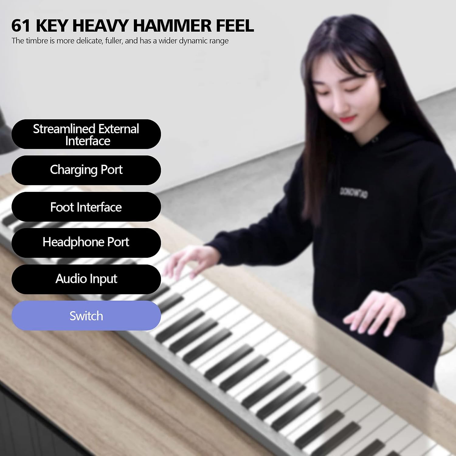 61 Key Digital Smart Piano Digital Smart Piano MIDI Keyboard Rechargeable Multifunctional Musical Instrument Kit