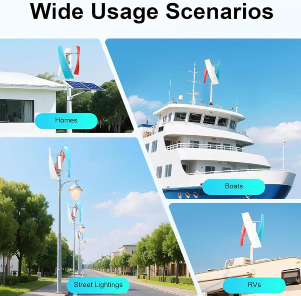10000W 12V 24V 48V Vertical Wind Power Turbine Generator with Mppt Charge Controller Low Noise Windmill,for Home Farm Portable Wind Turbine