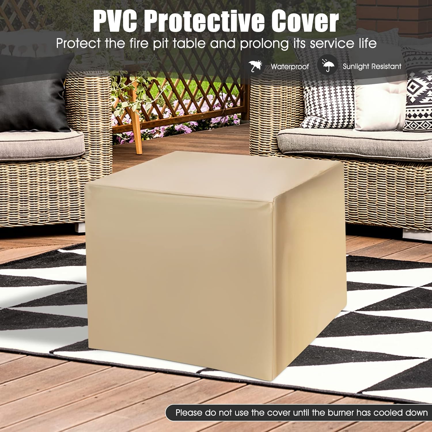 Giantex 28” Patio Fire Pit Table - 2-in-1 40,000 BTU Gas Square Fire Table with Lid & Lava Rocks, Metal Frame, PVC Protective Cover, CSA Certificated Propane Fire Pits for Outside, Poolside, Backyard