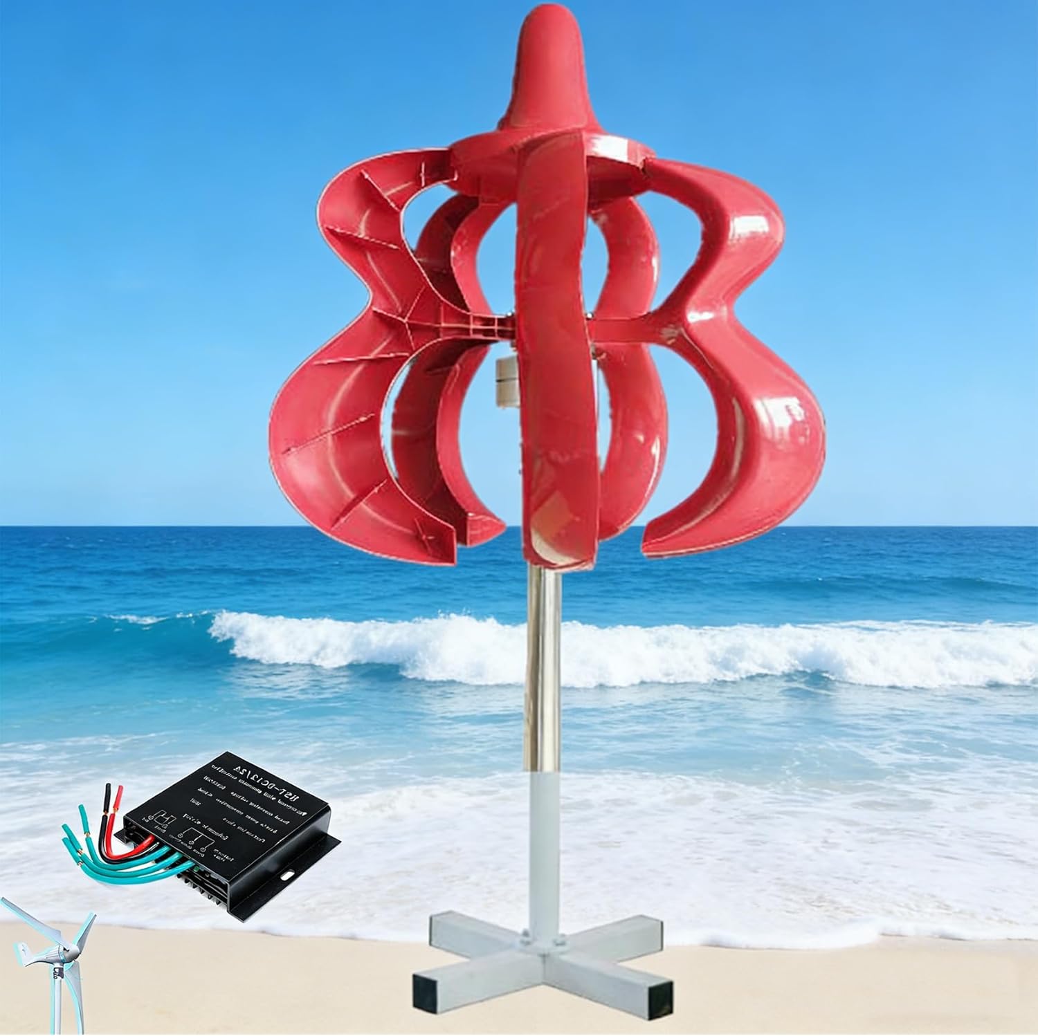 4 Blades Wind Turbines 6000W,Low Noise Generator AC 12V 24V 48V 220V Motor Kit Vertical Axi for Home Hybrids Streetlight