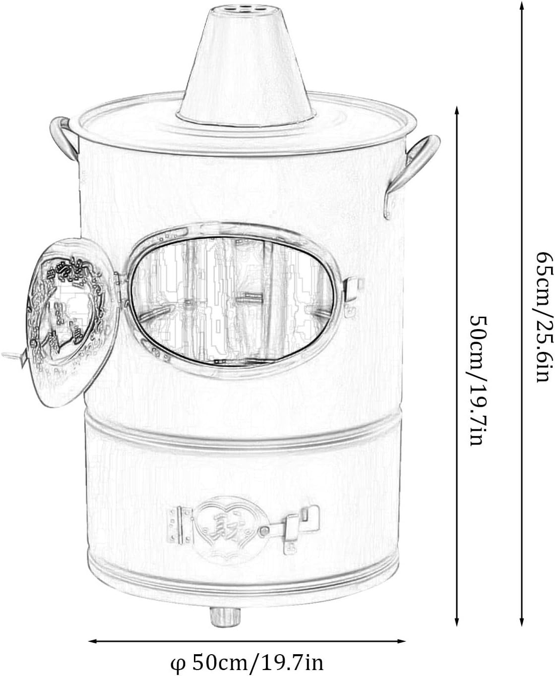 Stainless Steel Burn Barrel, Outdoor Incinerator Drum, Safe Fire Pit Bin, for Wood Paper Leaf Trash Deck, Balcony