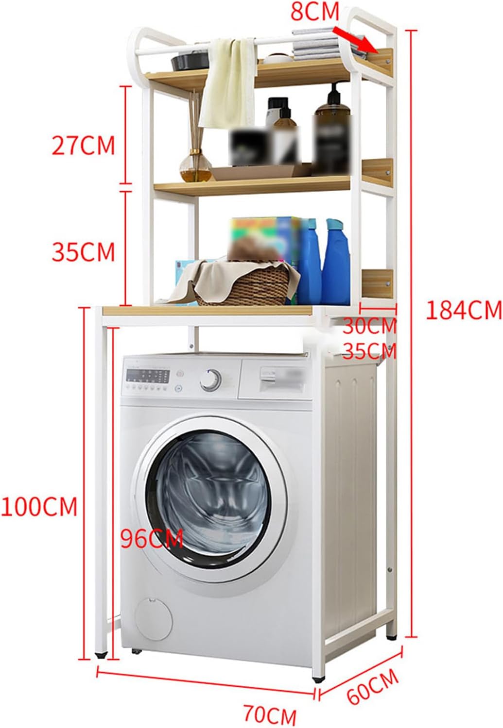 Washing Machine Rack, Laundry Rack Over Washer and Dryer, Drum Washing Machine Storage Rack