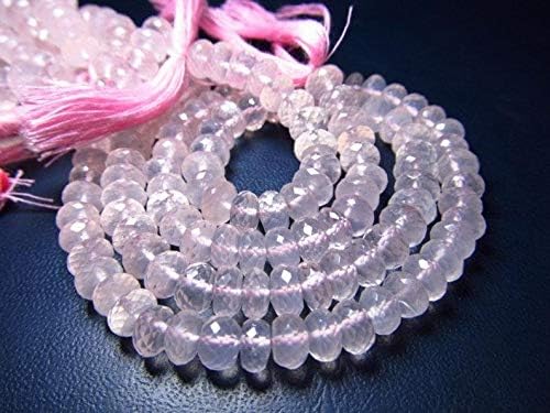 13 inch natural beads strand of 6mm faceted rondelle rose quartz gemstone beads for DIY jewelry - necklace, bracelet, earring, ring.