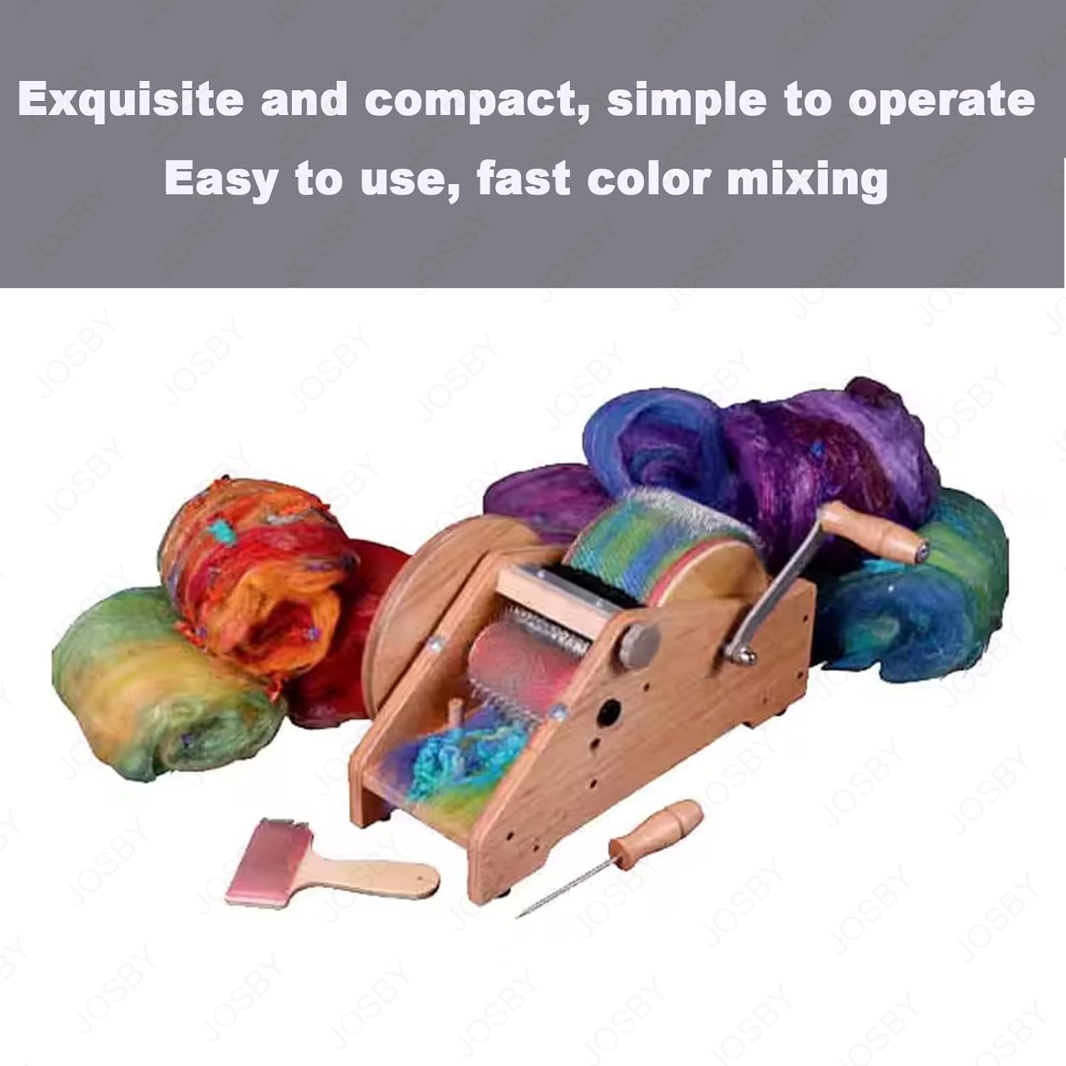 Drum Carder, Wool Fiber Carding Machine, Adjustable Roller Gap, Wool Felt-Making Tool, for Artistic Creation, DIY Craft