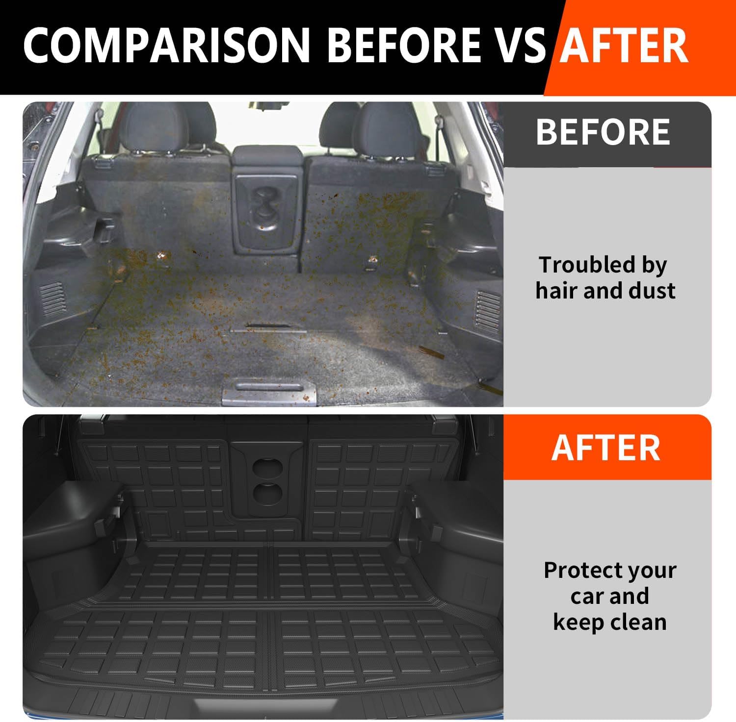 powoq Trunk Mat Compatible with 2014-2020 Nissan Rogue SV S SL Cargo Mat TPE Backrest Trunk Liner Cargo Liner Replacement for 2014-2020 Nissan Rogue Accessories