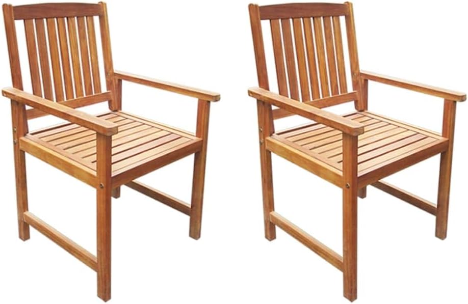 Patio Chair Patio Chairs 2 pcs Solid Acacia Wood Brown