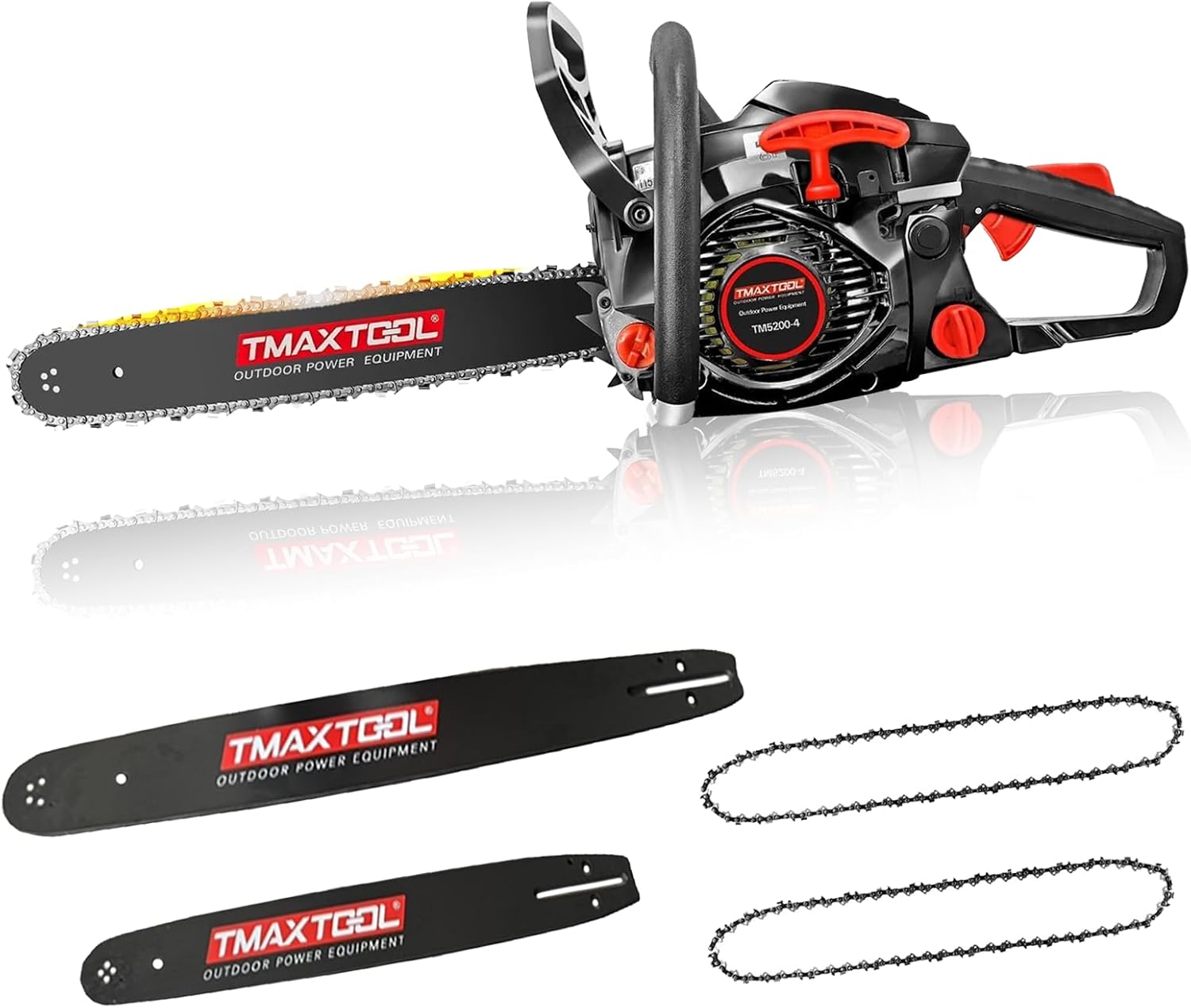 20/16 Inch Gas Chainsaw 62cc Gasoline Powered Chain Saw 2-Stroke Handheld Cordless Petrol Chainsaws for Cutting Wood Outdoor Home Farm Garden Use (Black, 20+16 Inch)