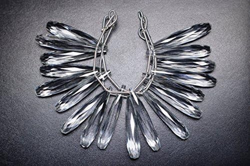 35mm 3 Matched Pair Crystal Quartz Micro Faceted Long Tear Drop Briolette Beads