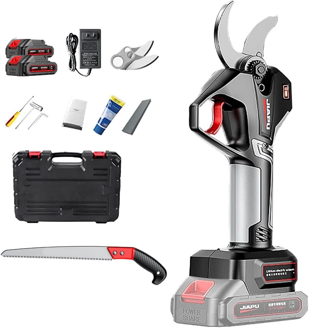 Electric Pruning Shears with 2Pcs Backurechargeable Lithium Battery, Cordless Battery Operated Pruners for Tree Trimming, 48Mm Cutting Diameter, 6-8 Working Hours, Digital Display