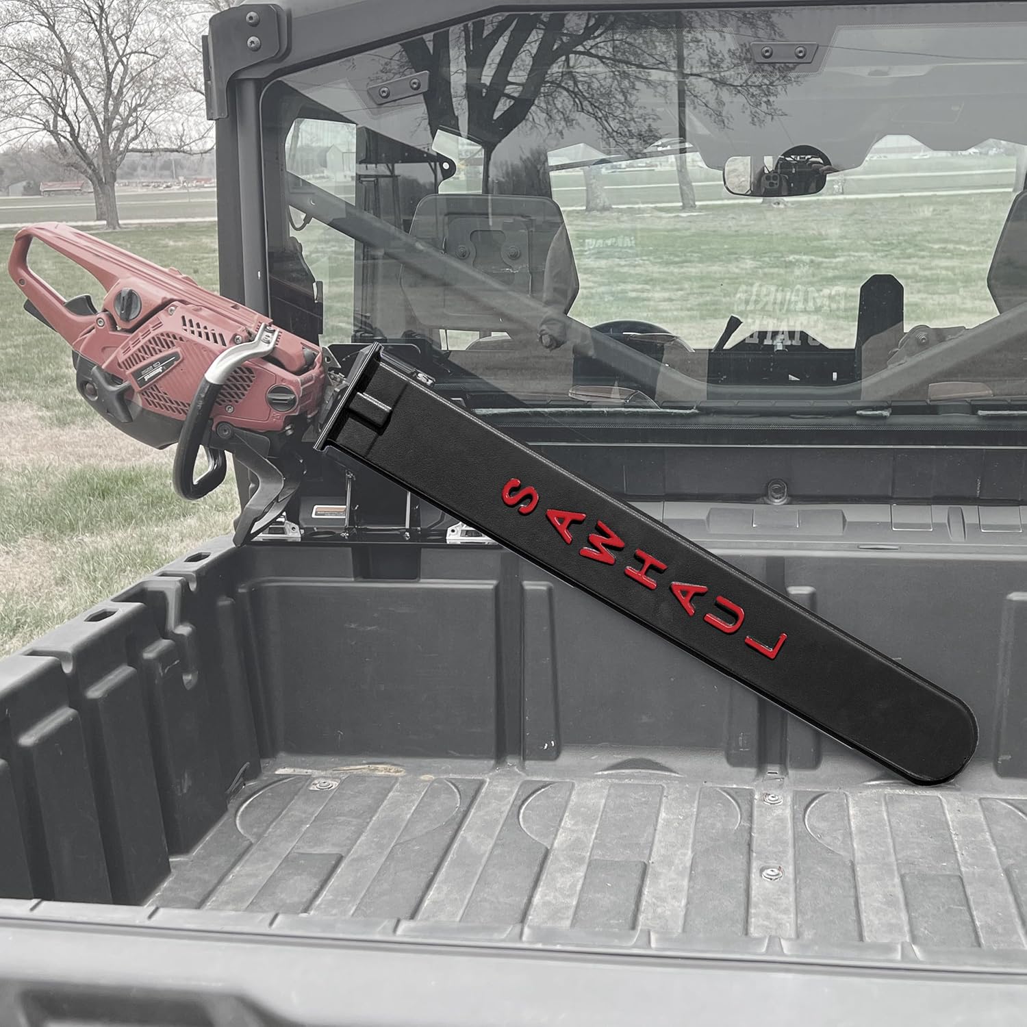 SawHaul Snap-Lok Universal Chainsaw Carrier Kit Compatible with Polaris Rangers and Generals and CanAm Defenders, 36 Inch Red Scabbard, Rotating Mount Holder, Made in USA
