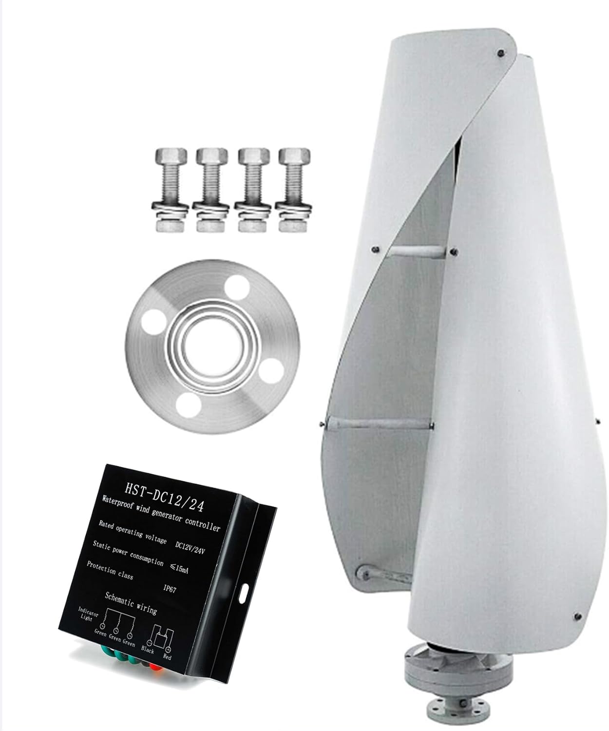 12V,HYZHANHONG Vertical Wind Turbine Permanent Magnet Generator 10000W 2 Blades Low Noise Windmill with Controller for Home Boats Cabins Mobile Homes (24V)