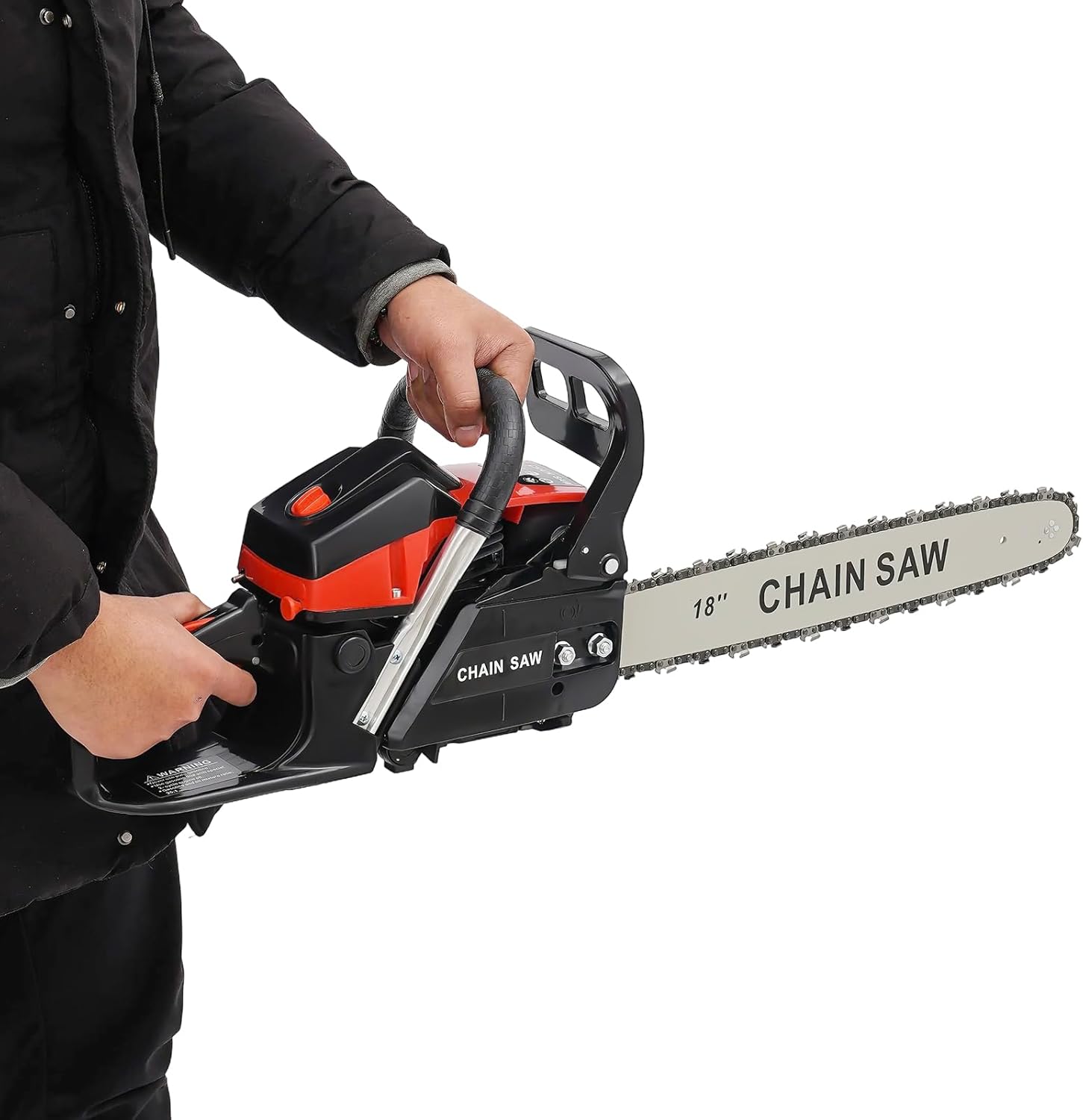 58cc Gasoline Chainsaw, 18 Inch - 2-Stroke Gas Powered Chainsaw Kit with Fuel Oil Mixing Bottle and Brake Baffle, Handheld Gasoline Chain Saw for Yard Work Tools Tree Cutting & Trimming, 11000RPM