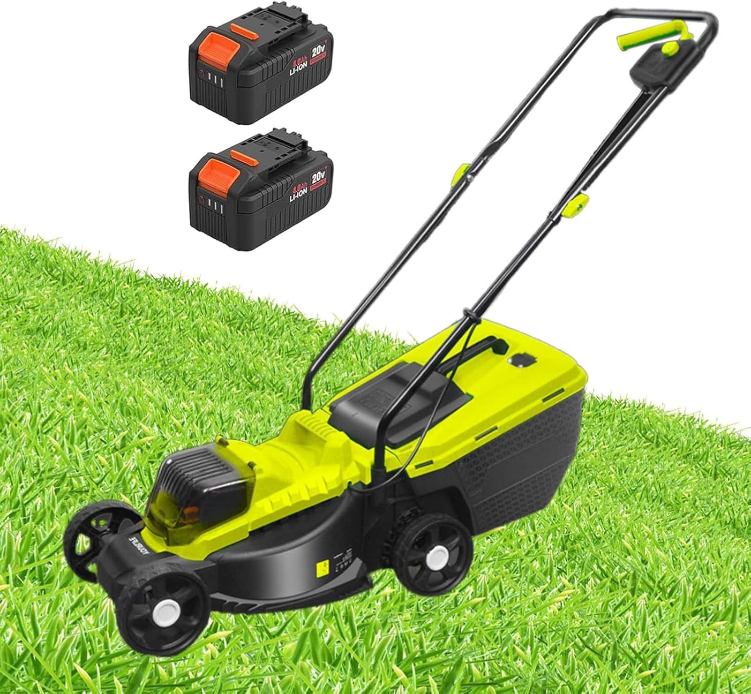 Cordless Lawn Mower with 3-Position Adjustable Cutting Height,with 4.0Ah Battery x 2 and Fast Charger Included - Battery Operated Push Lawn Mowers with Bagger, for Lawns & Garden