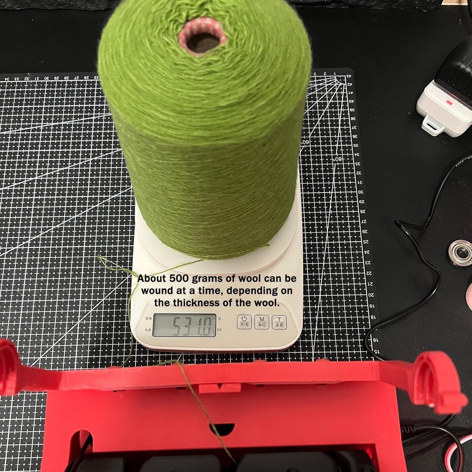 Desktop Electric Yarn Spinner, Automatic Yarns Winding Machine,with Length Calculator, for Weaving, Blending, Roving (Red)