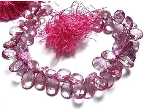 13 inch natural beads strand of 7x6-9x6mm faceted pear pink topaz gemstone briolletes beads for DIY jewelry - necklace, bracelet, earring, ring.