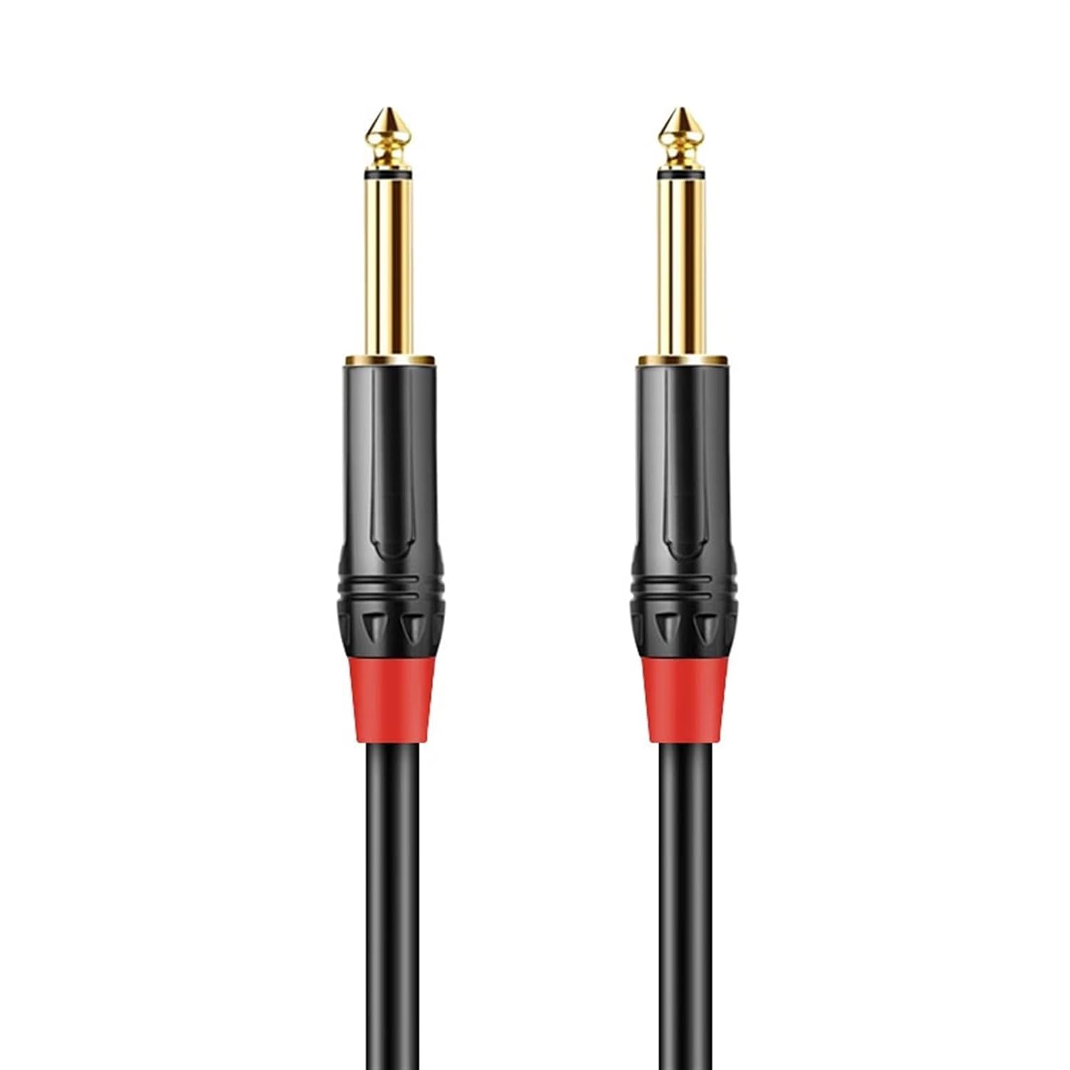 Pro Audio Cable 6.35 Cable Male to Male 6.5mm Large Two-core Mixer Amplifier Electric Guitar Connection Cable(Red,15m)