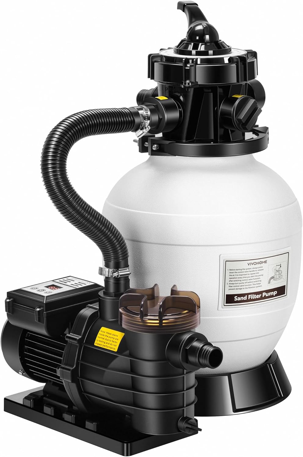 VIVOHOME Upgraded 2087 GPH Sand Filter Pump w/Timer, Fits in/Above Ground Pool Up to 10,000 Gallons, 7-Way Valve with 28.7-Pound Sand Capacity