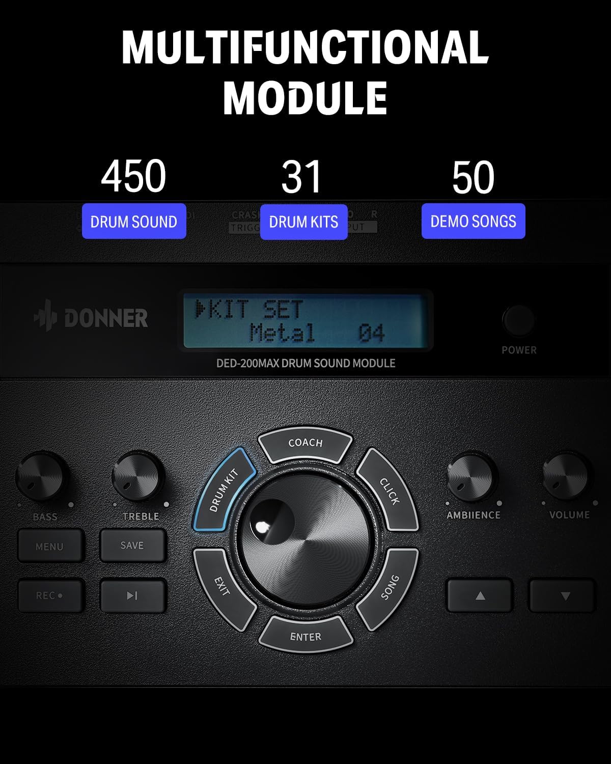 Donner DED-200 MAX Electronic Drum Set with Industry Standard Mesh Heads and Donner Mini Electric Drum Amp 20W Wireless Protable for Home Practice