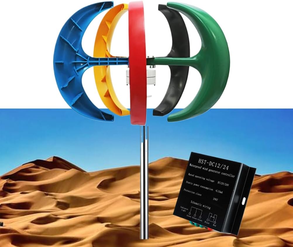 Low Noise 10000W Wind Turbine Vertical Axis Generator+Solar Panel Kits Suit Easy Installation with Auto Wind Direction Adjustment(12V-220V)