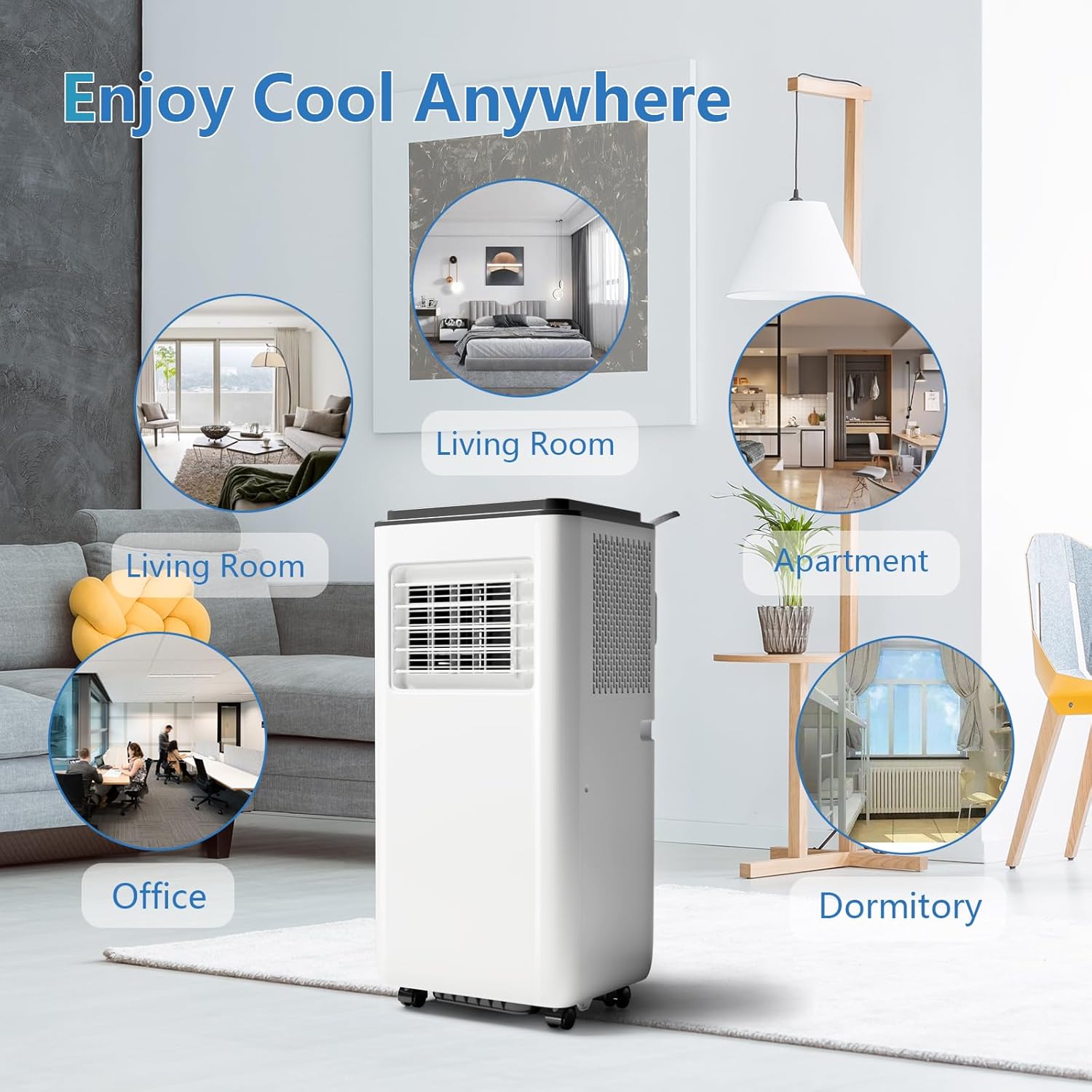 8000 BTU 3-in-1 Portable Air Conditioner,with Remote - Cooling, Fan Modes for Rooms Up to 350 Sq.Ft, LED Display, 24-Hour Timer