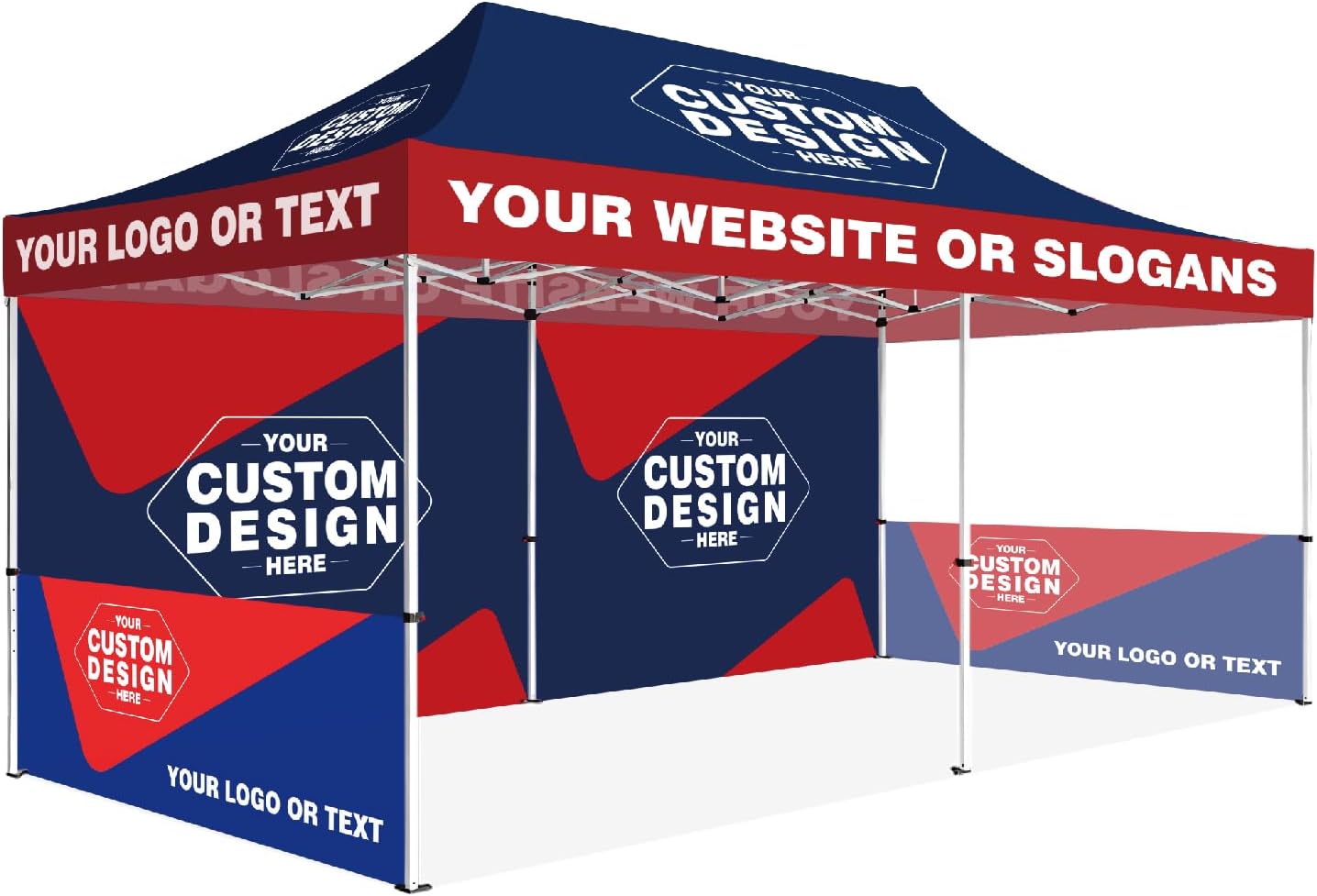 Custom Canopy Tent with Logo Pop Up Tent with Optional Sidewalls or Table Cover or Flags Personalized Advertising for Tradeshows Outdoor Event Market Business (10X20-CUSTOM-TENT)