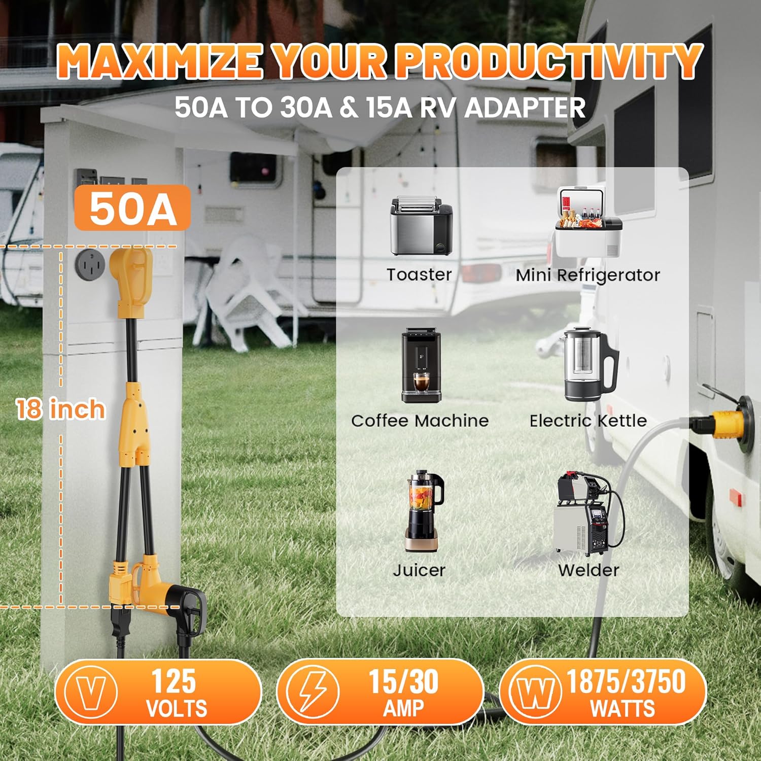 MECMO 50 Amp Parallel Cord Kit for Generator 120V 50A RV (14-50R) Inverter Generator Parallel Connection Kit for Combine Power with Two Inverter Generators Cord