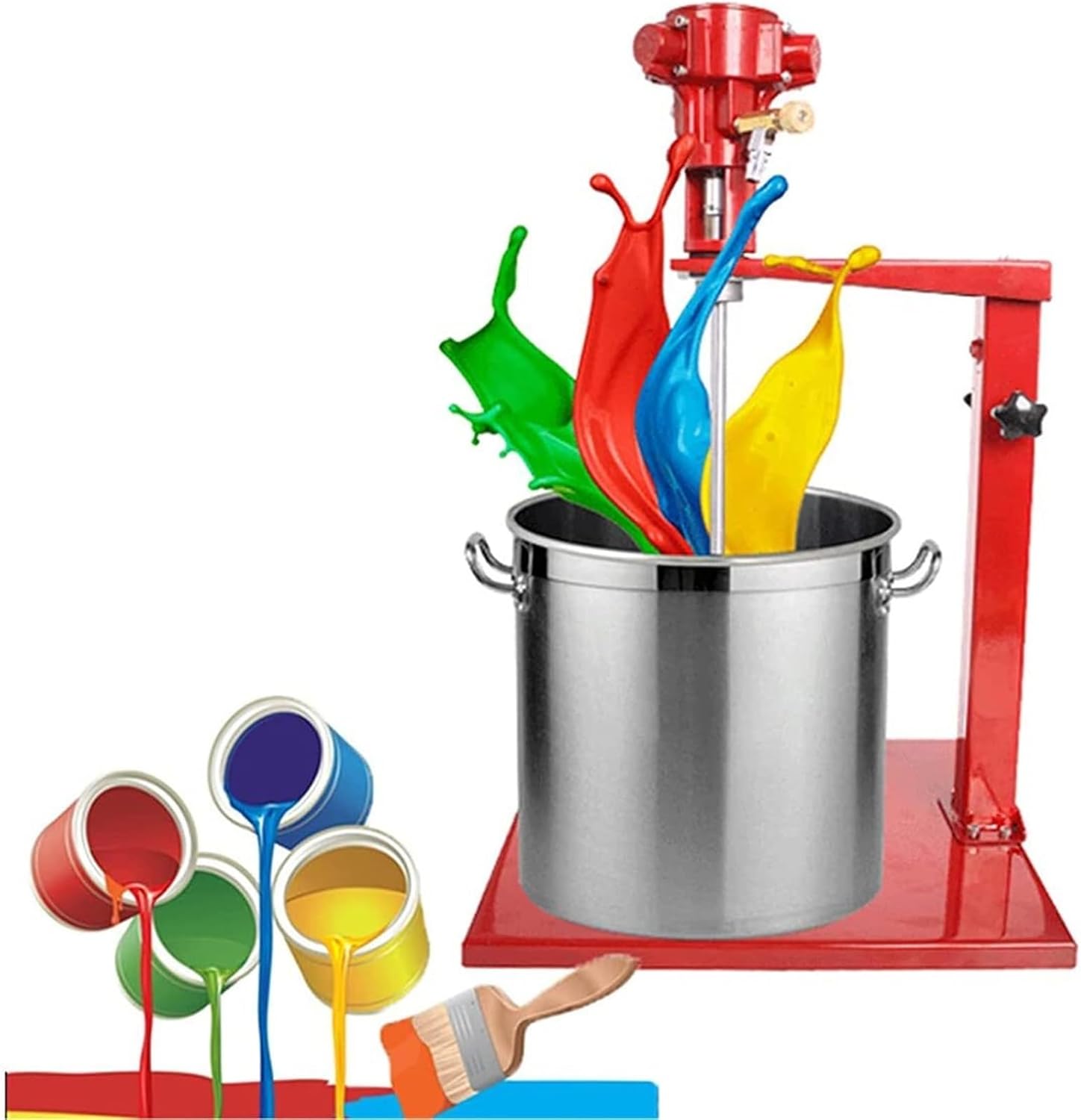 5 Gal/20L Stainless Steel Automatic Lifting Mixer, Pneumatic Paint Mixer Machine, Desktop Vertical Air Mixer for Stirring Paint, Mixing Feed, Plaster, Mortar