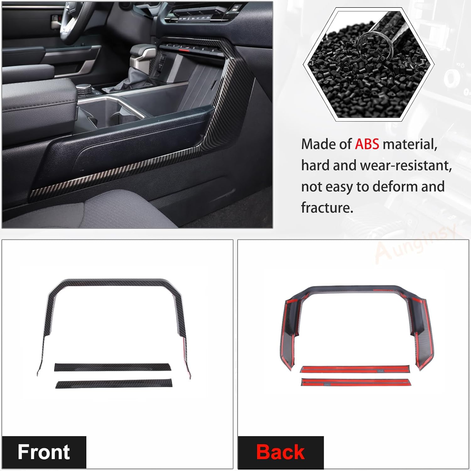 Aunginsy Center Console Gear Box Shift Panel Frame Trim Compatible with Toyota Tundra/Sequoia 2022-2024 Central Control Gear Shifter Box Side Panel Protect Strip Decorative Cover Interior Accessories