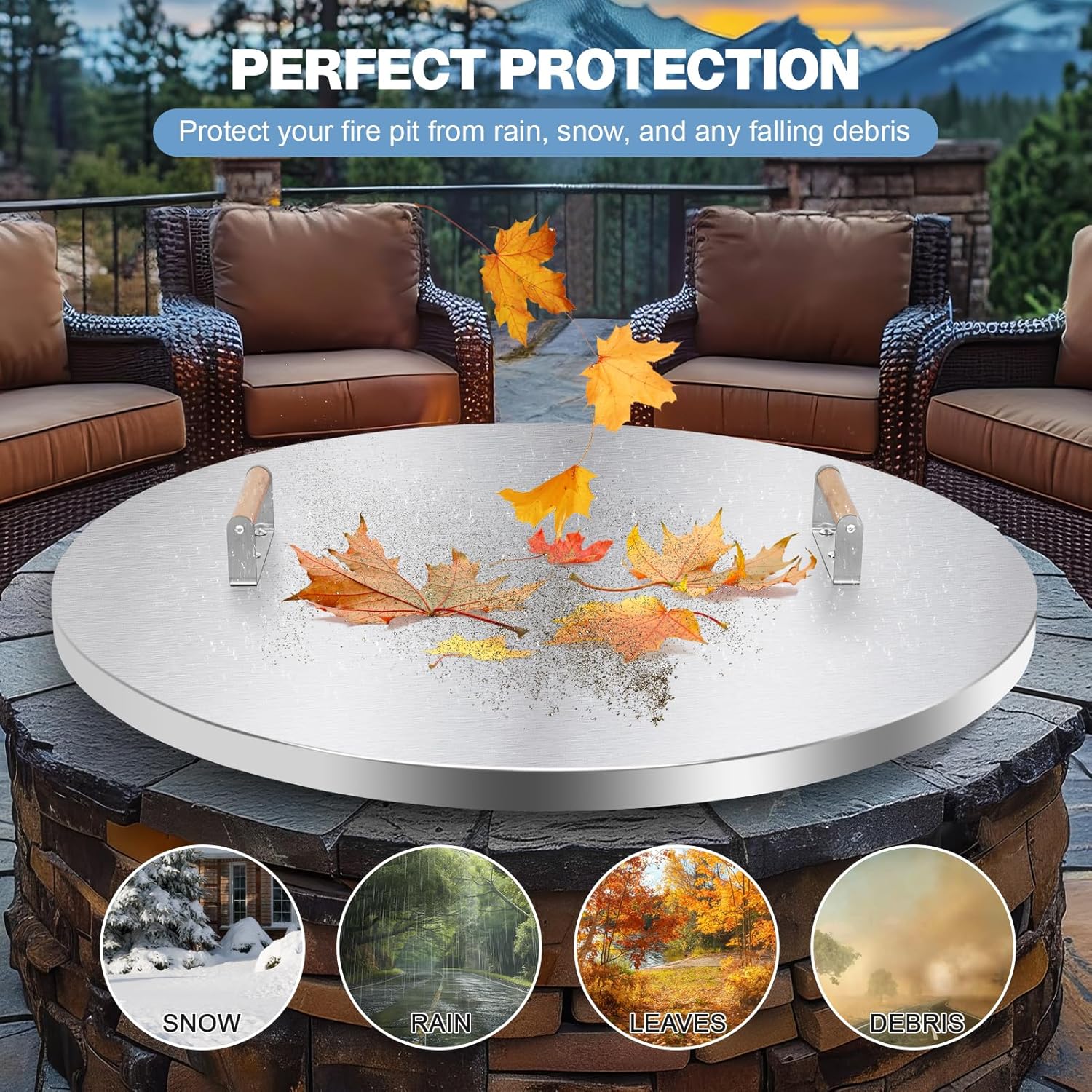 Fire Pit Lid Cover Round - 34