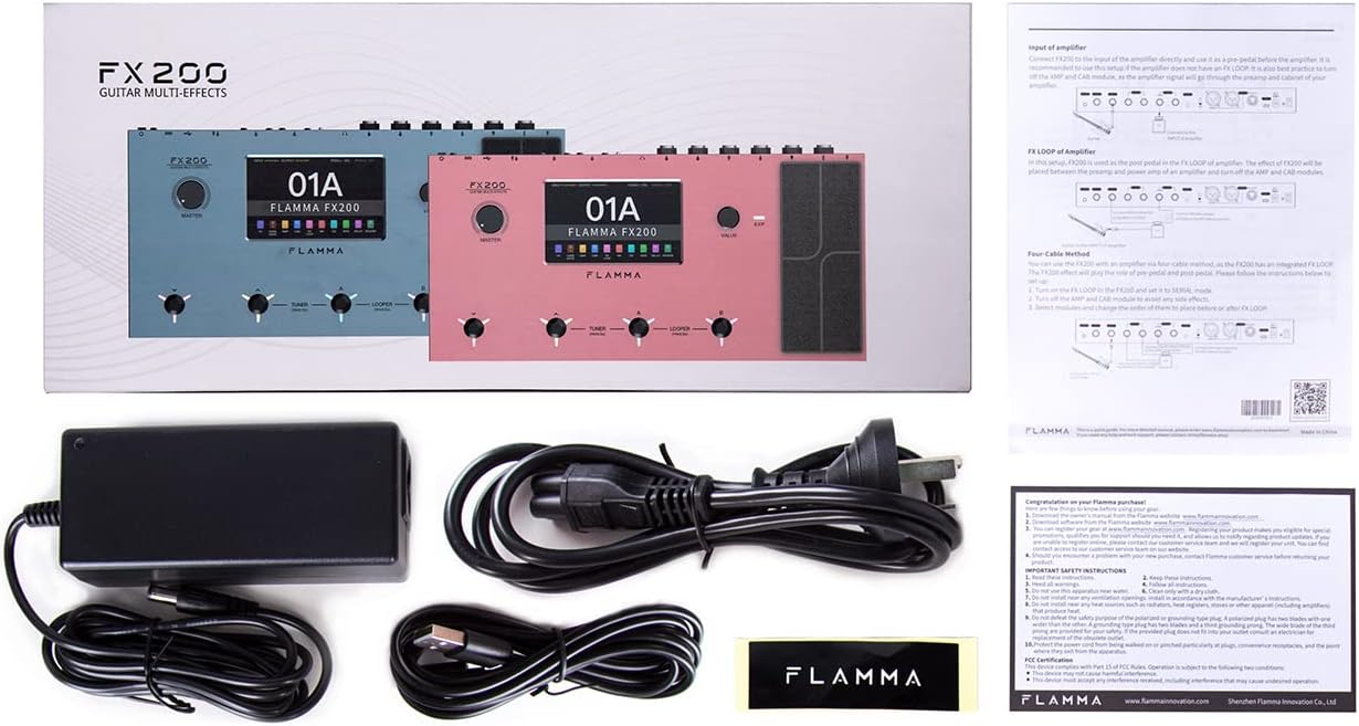 FLAMMA FX200 Multi Effects Guitar Processor with 5” LCD Touch Screen Programmable MIDI Port Extensive I/O Support Modules Order Changing USB Audio Recording 58 Preamp Models 30 Cabinet Simulations