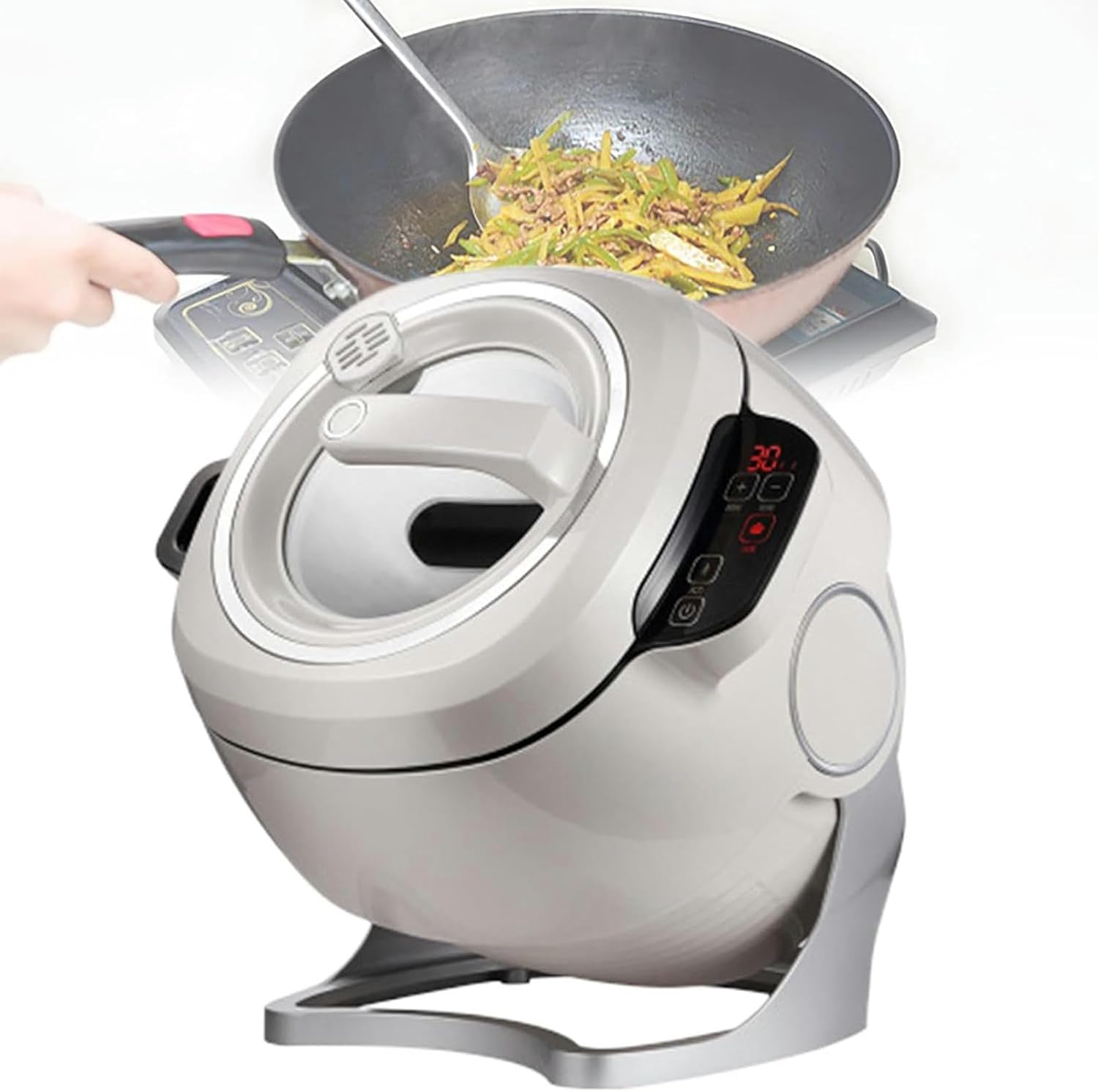 Commercial Food Processor, 6L Intelligent Automatic Cooking Machine with 360° Rotating and 3D All-Round Heating, Drum Type Food Processor, for Home Restaurant