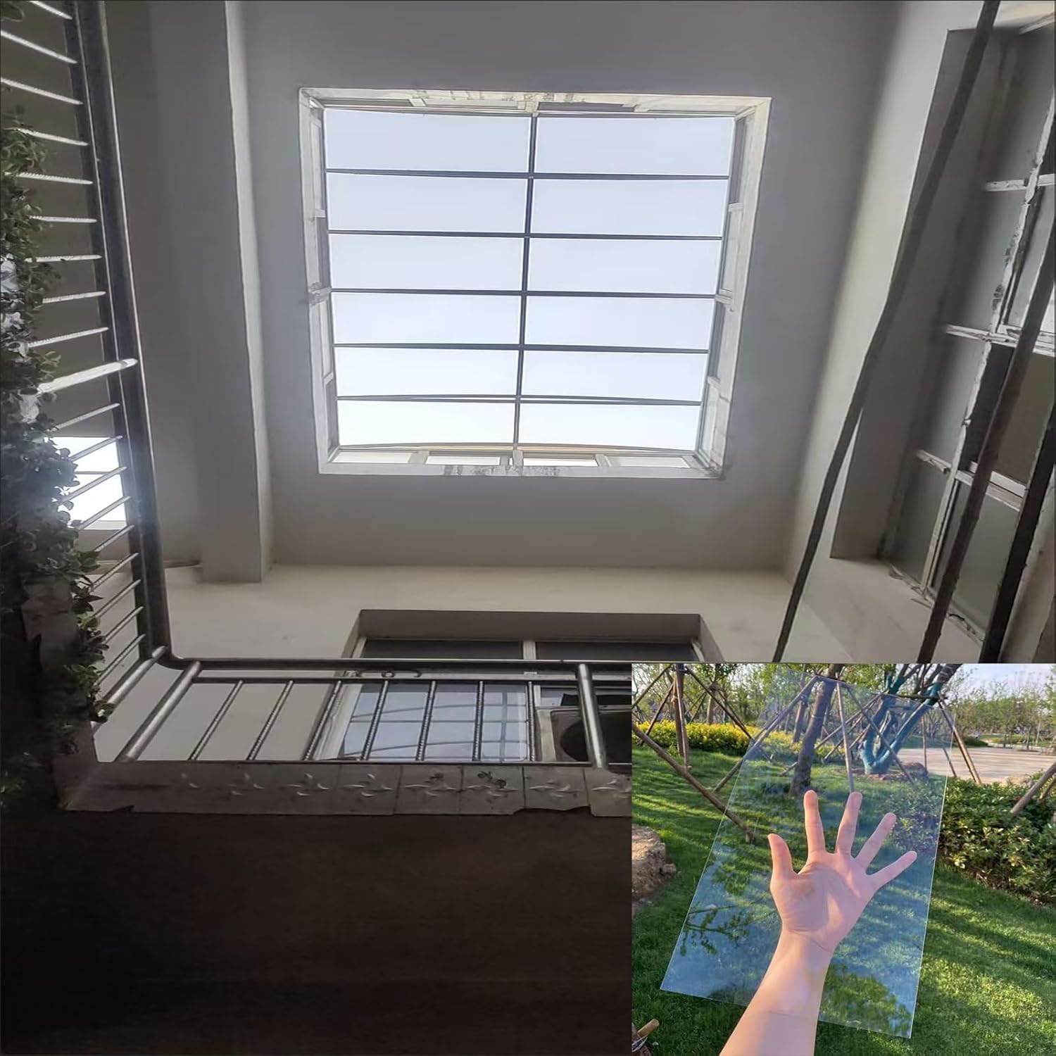 Polycarbonate roof panels, greenhouse panels, 1/2/3mm thick courtyard skylight roof covers, UV-proof and rain-proof plastic roofs, suitable for gardens, agriculture, sunrooms, chicken coops, etc(1mm,1