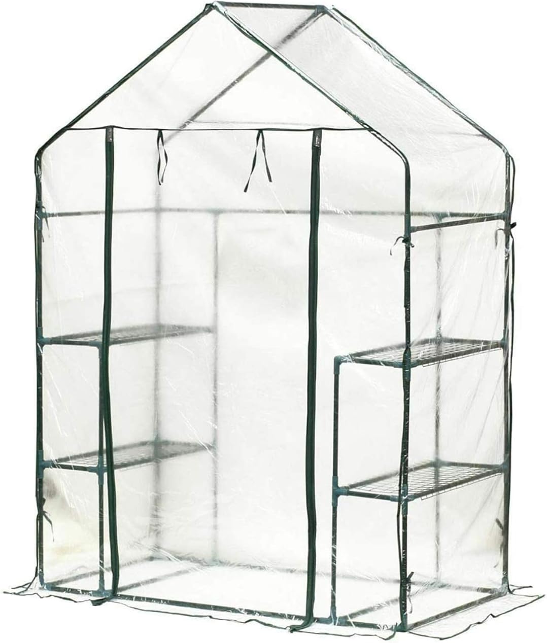Mini Greenhouse Walk-in Garden Greenhouse with Window and Anchor Plant Garden Hot House Portable for Plants Outdoor in Winter