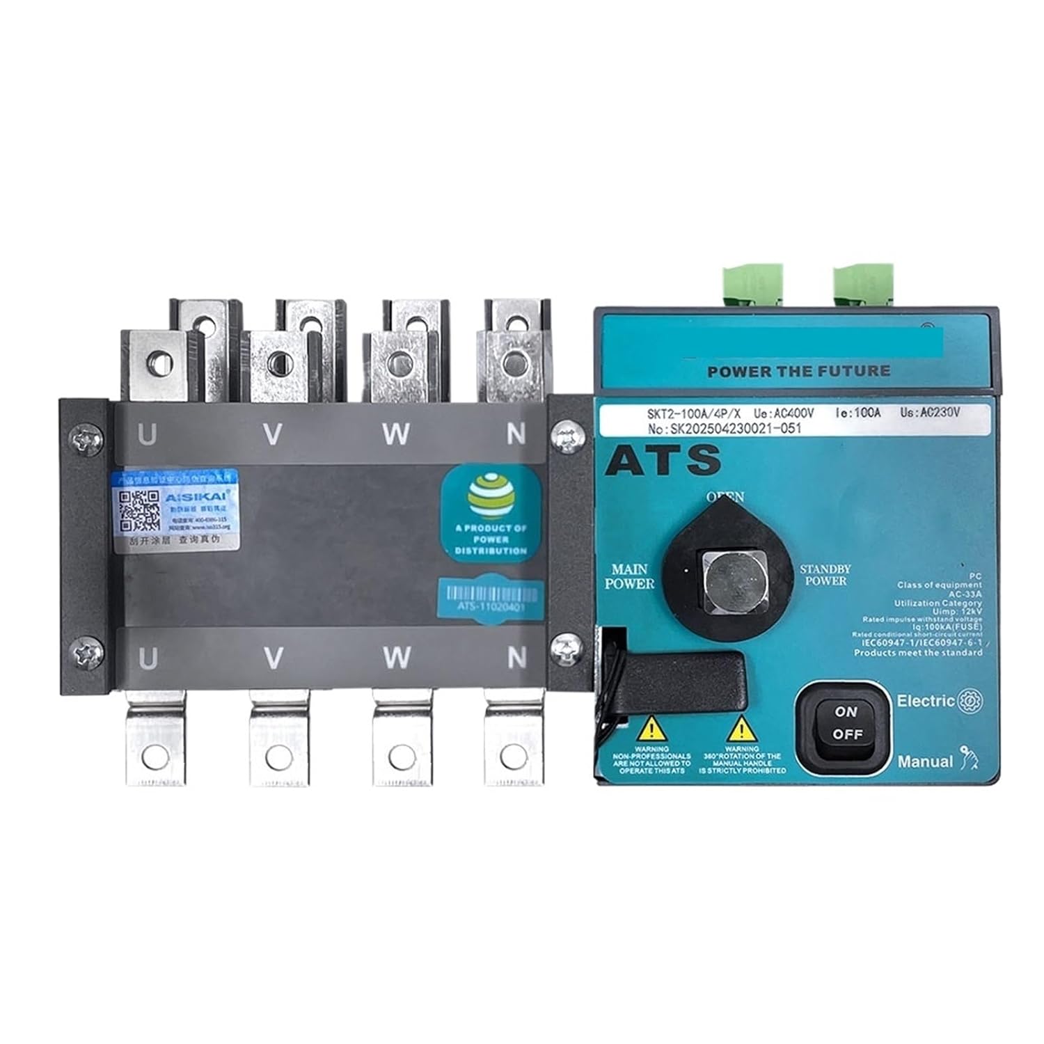 4P 100A 160A 250A 630A ATS Dual Power Automatic Transfer Switch Control Module Circuit Breaker Generator Parts(630A)