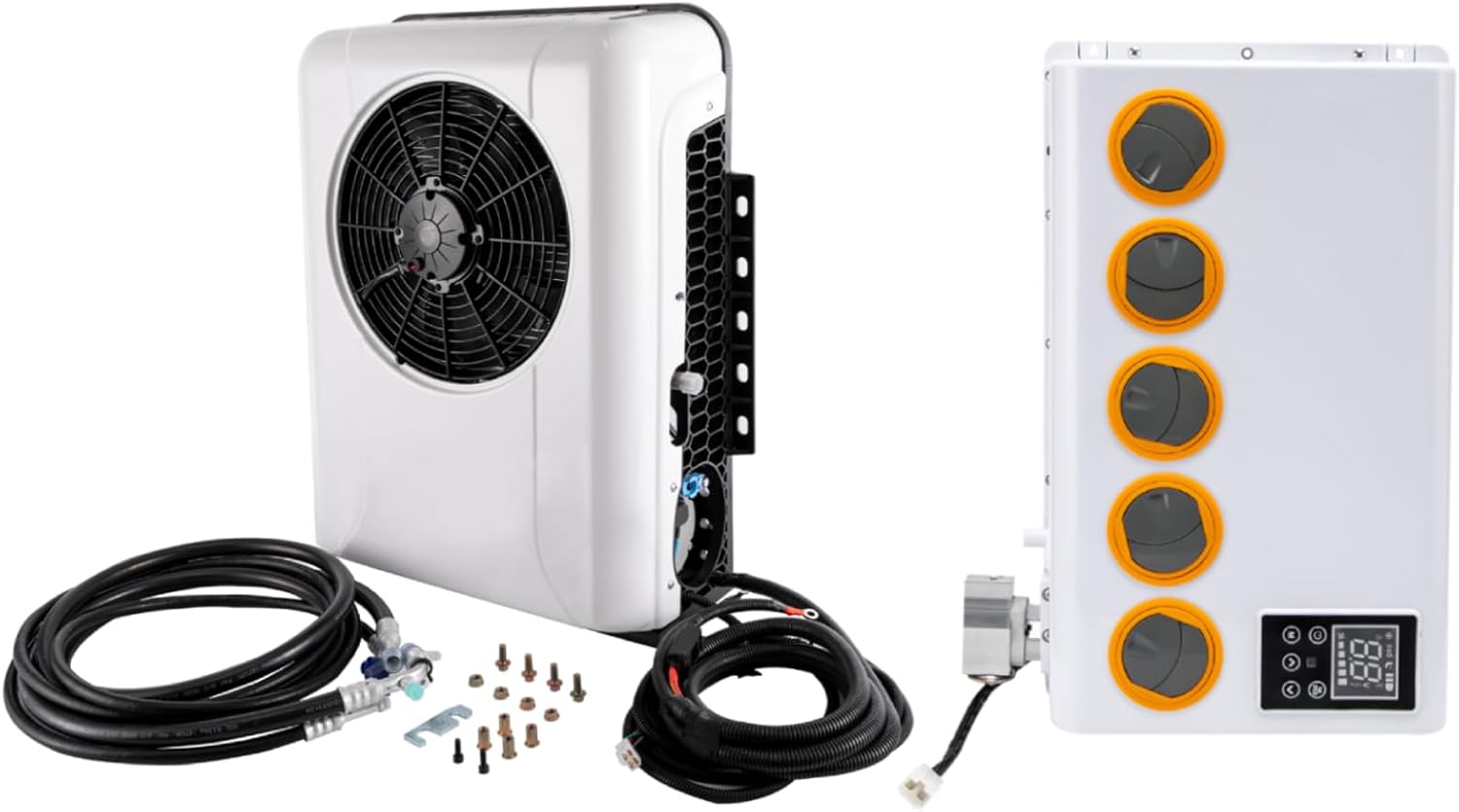 12V RV Air Conditioner, Universal A/C System Unit Direct Replacement w/High 6800BTU & Remote Control Fits for Semi Truck Bus RV Car 800W