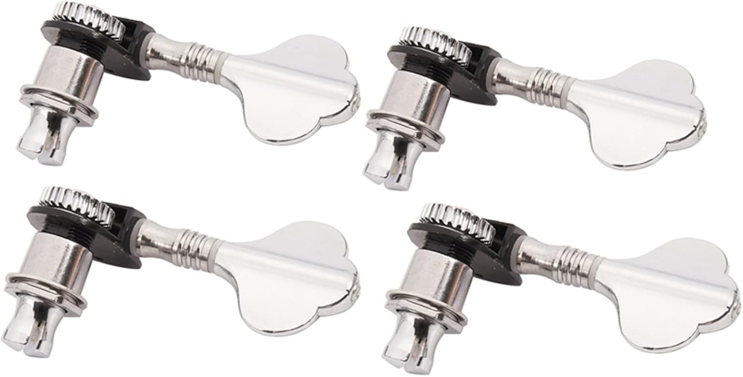 A Set of 4 Pcs Chrome Bass Tuning Pegs Machine Heads Tuners for Bass Guitar Accessories Parts Musical Instrument Guitar Machine Heads Knobs