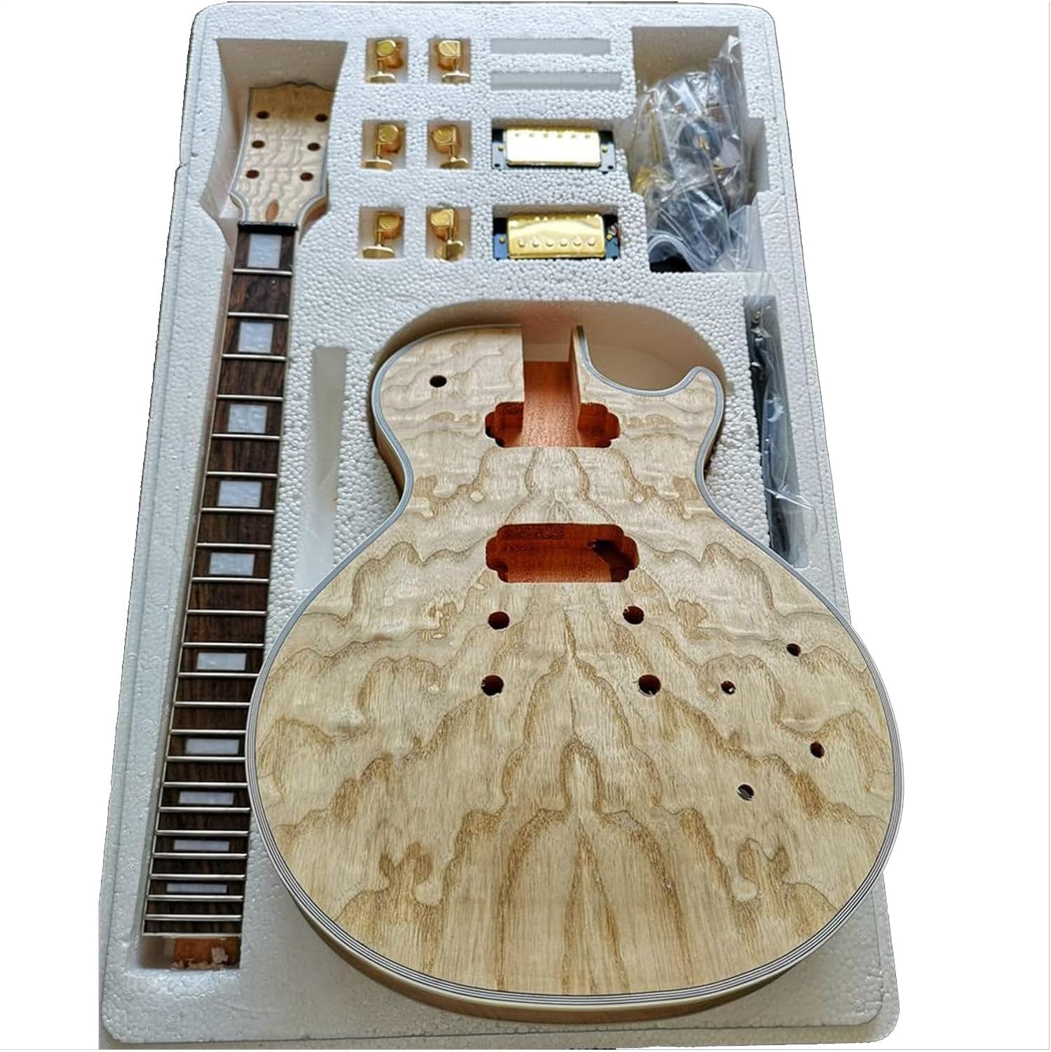 Electric Guitar Kit with Flower Ash Willow Red Pear Body - Premium Solid Wood Construction Accessories Veneer Peach Core Solid Wood Body Guitar Body