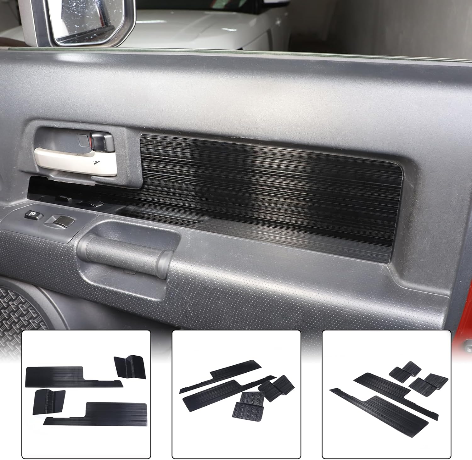Aunginsy Car Inner Door Panel Trim Cover Compatible with Toyota FJ Cruiser 2007-2021 Car Inner Front Rear Door Look Interior Door Handle Panel Protection Cover Decorative Sticker Interior Accessories