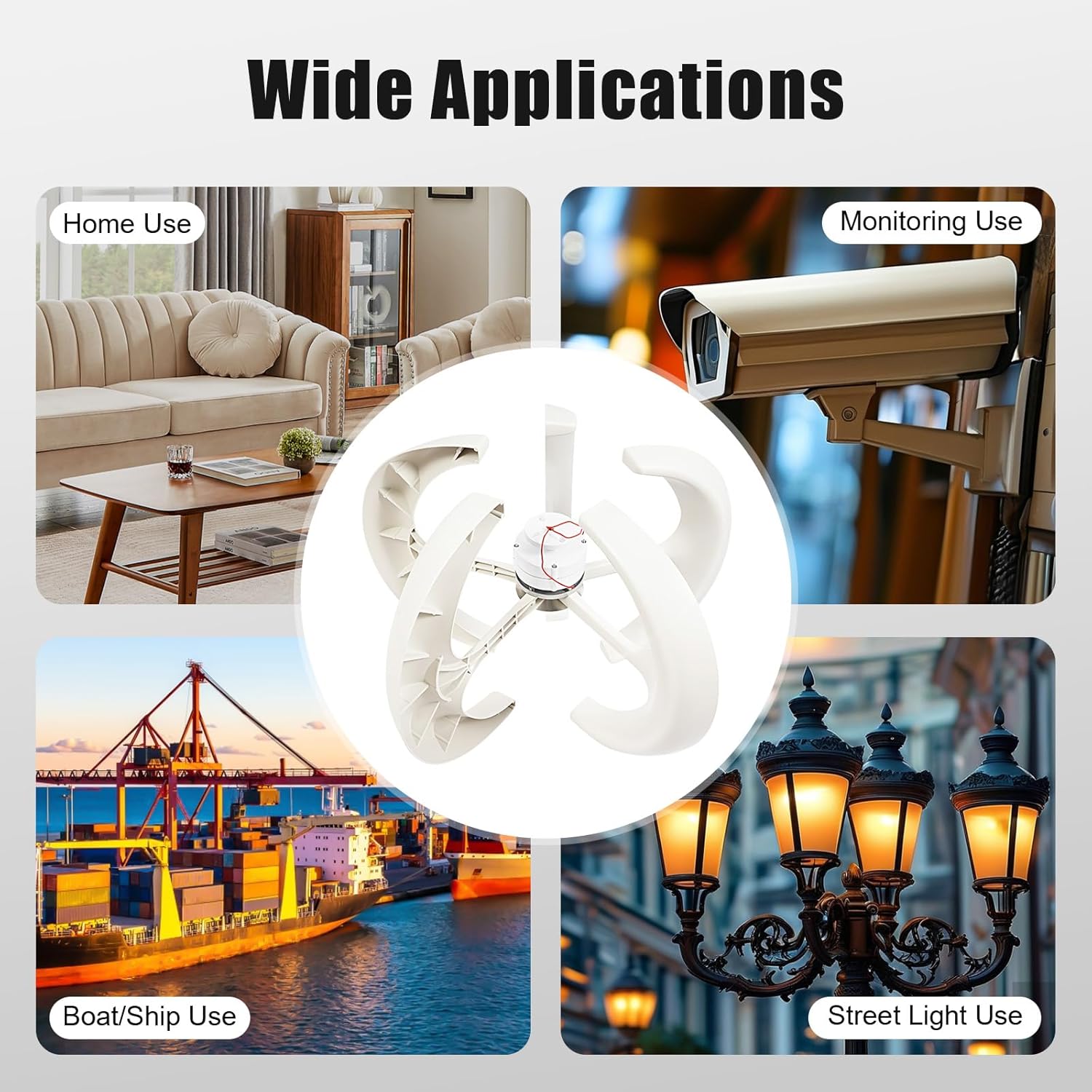 Wind Turbine Generators Kit, 12V 600W 5-Blade Vertical Axis Wind Turbine Generator with Controller, Lantern Wind Generator for Monitoring, Boat Ship, Home